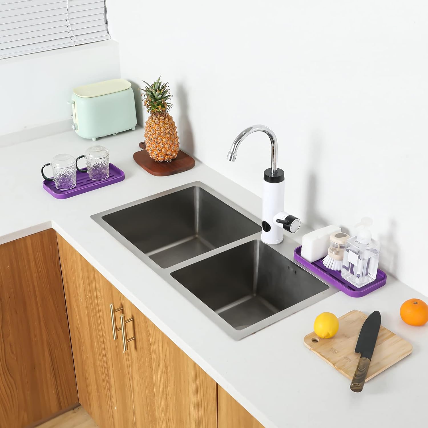 Silicone Kitchen Sink Organizer Tray for Multiple Usage,Eco-Friendly Sponges Holder for Kitchen