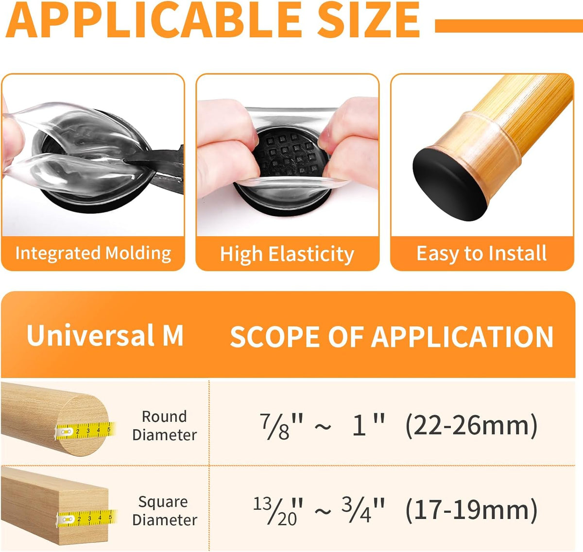Ezprotekt 24 Pcs Clear Chair Leg Sliders for Carpet, Round Teflon Furniture Glides for Rug, Carpet