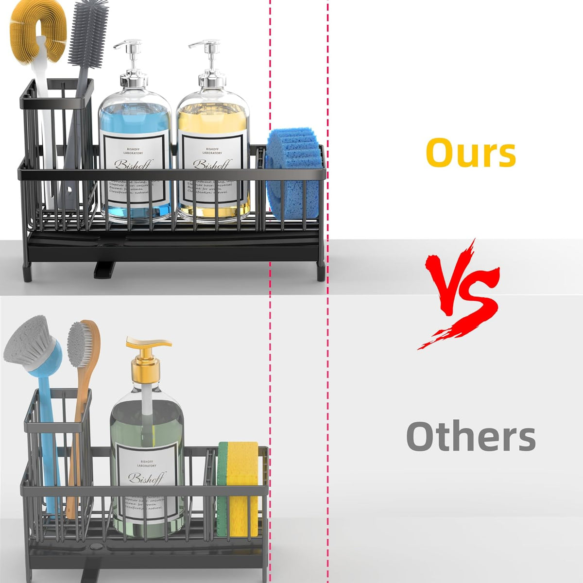 Moforoco Extra Large Sponge Holder for Kitchen Sink Organizer Caddy, Dish Brush Scrubber