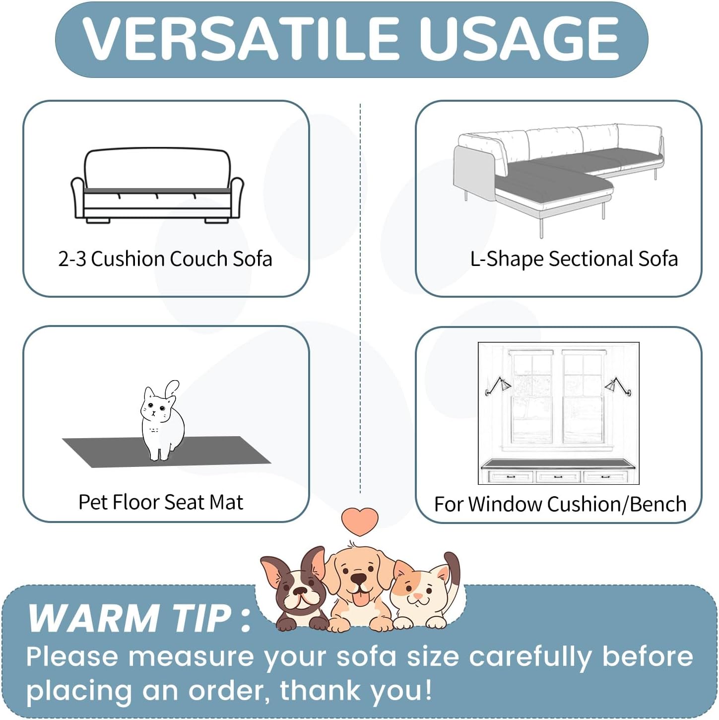 OTOB Couch Covers for 3 Cushion Sofa Pet Friendly, Plush Fuzzy Non Slip Sofa Covers Washable, Soft