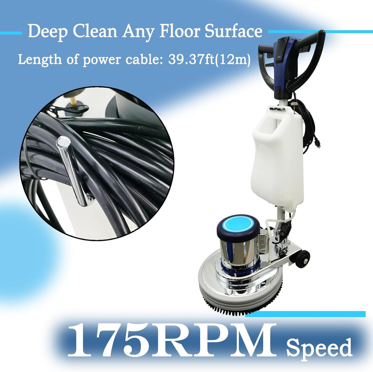 18" Commercial Floor Scrubber & Polisher Heavy Duty Multi-Surface Buffer Cleaner for Wood, Tile