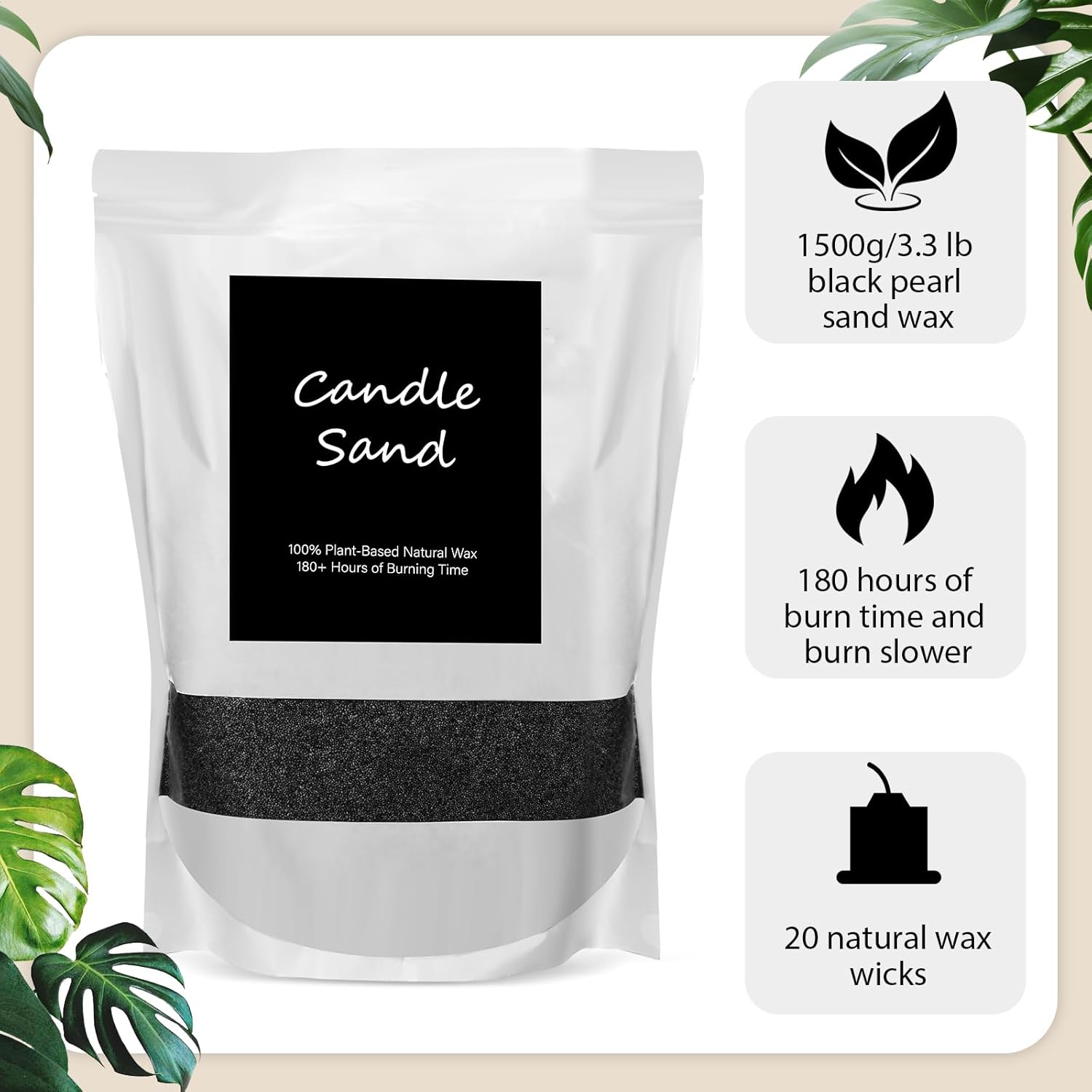 MTLEE Candle Sand 3.3 lb DIY Pearled Candle Making Kit Included 20 Pcs Wicks and Refillable Beaded