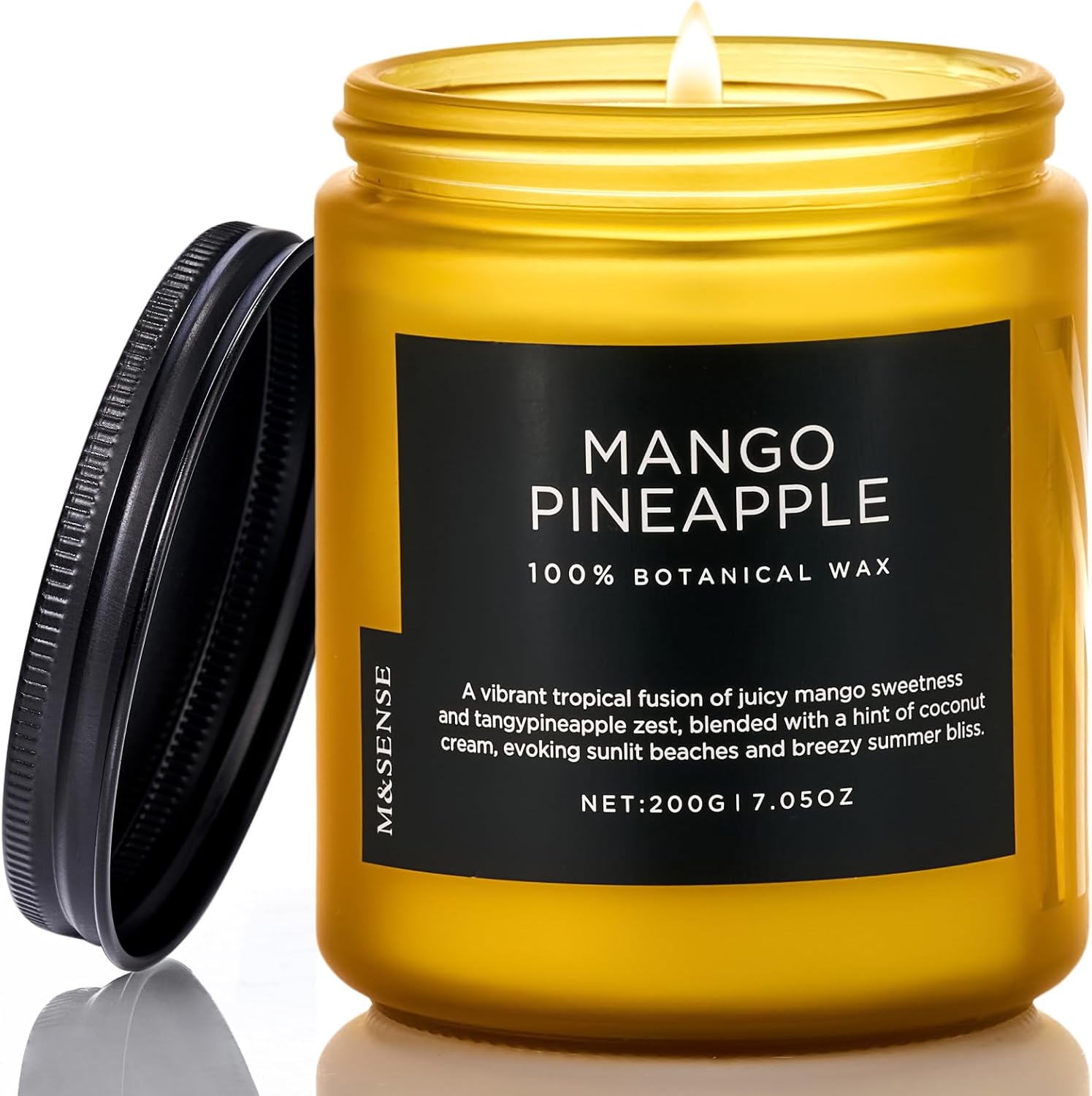 M&SENSE Mango Pineapple Tropical Scented Candle, 7.05oz Non Toxic Natural Soy Wax 50 Hours Long