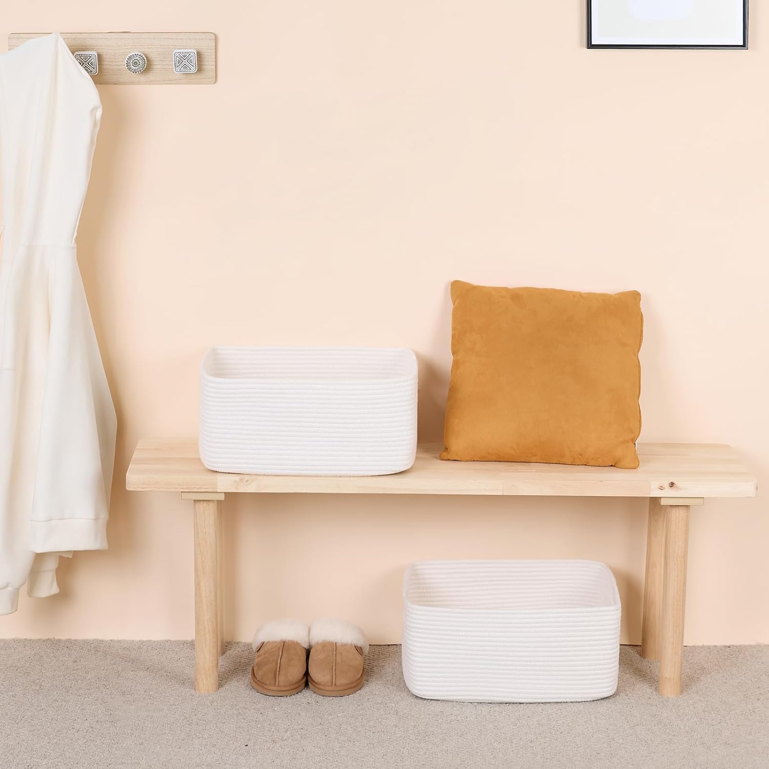 Large Storage Baskets for Shelves, Closet Organizers Bins for Clothes Blanket Towels, Baby Nursery