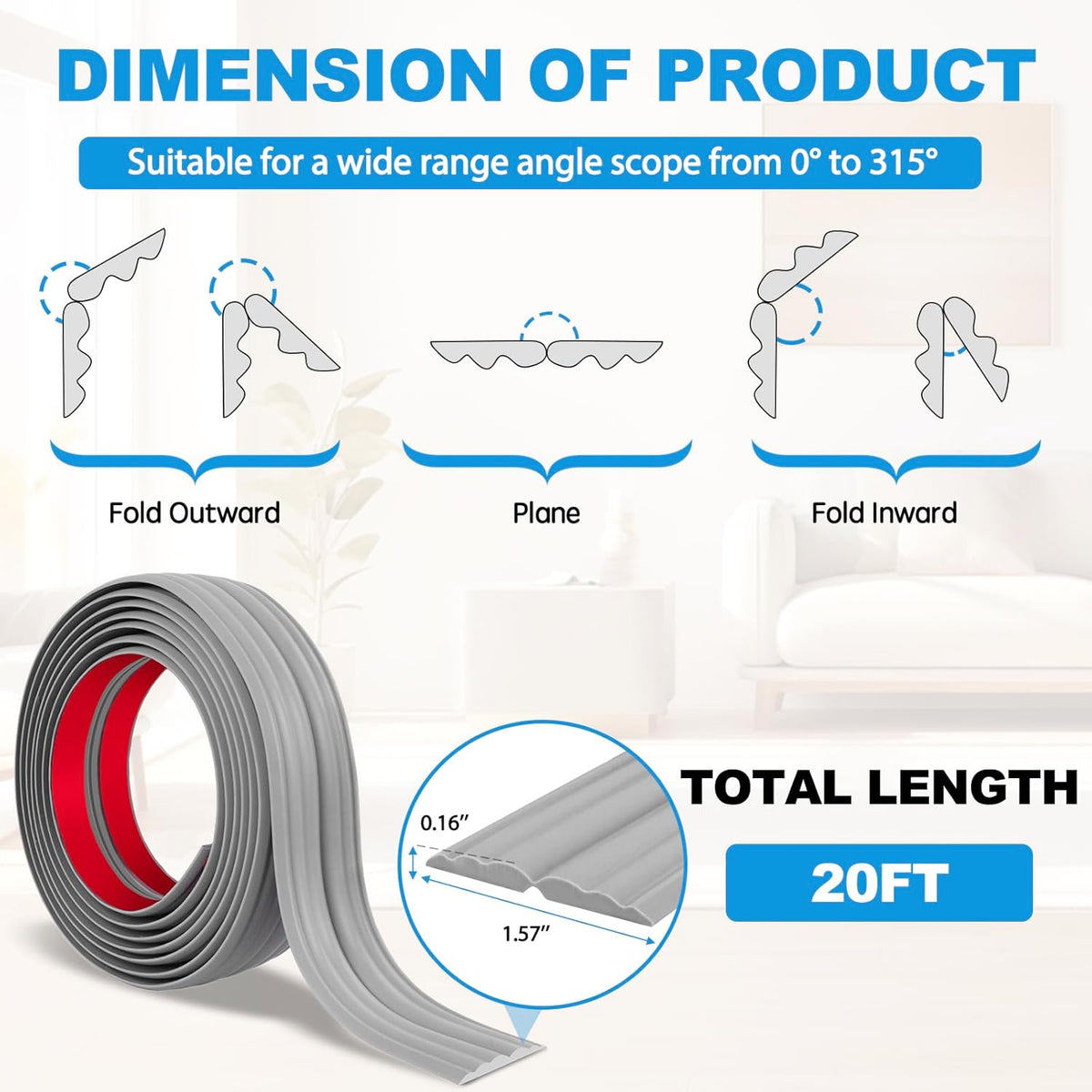 Wall Corner Protector Peel and Stick Corner Trim Molding Flexible Inside & Outside Wall Edge Guard