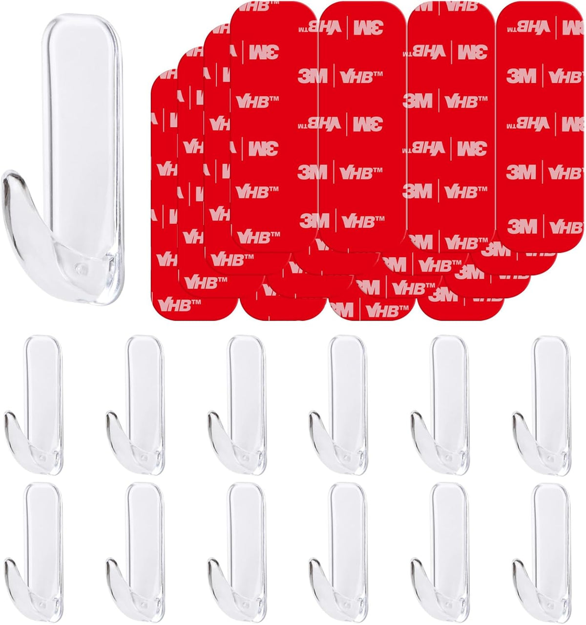 Wall Hooks for Hanging Heavy Duty, Large 12 Self Adhesive Wall with 16 Strips no Damage