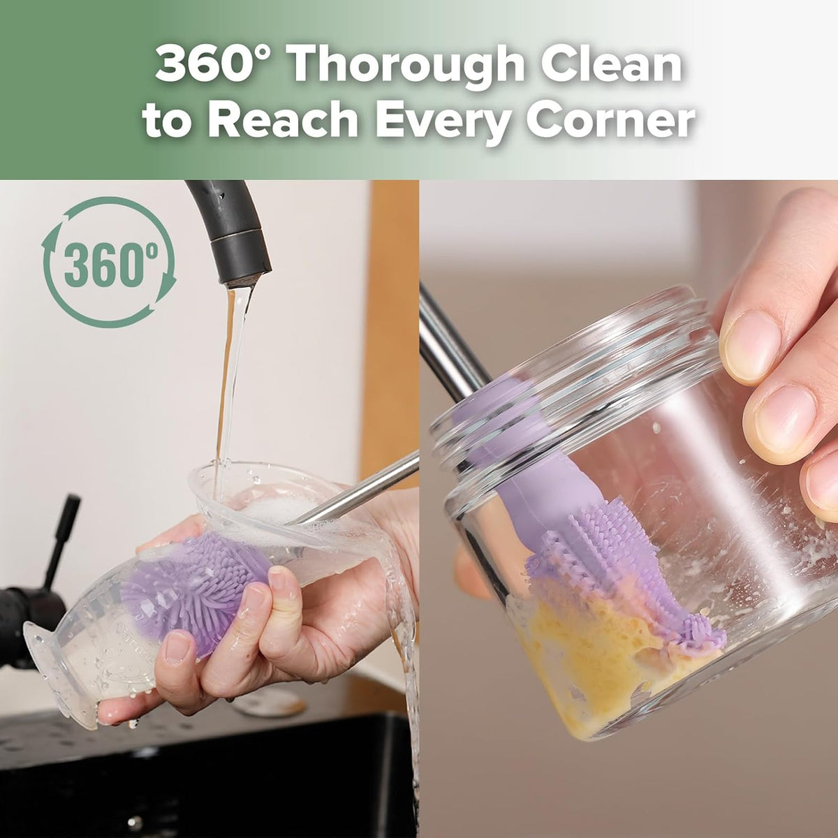 haakaa Cleaning Brush Silicone Bottle Brush Double-Ended Soft Silicone Bristles for Breast Pumps