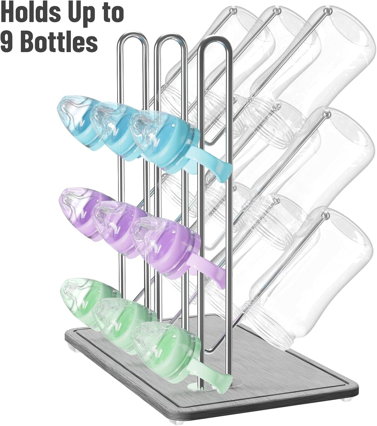 NiHome Baby Bottle Drying Rack with Diatomite Base & Stainless Steel Frame, Foldable Countertop