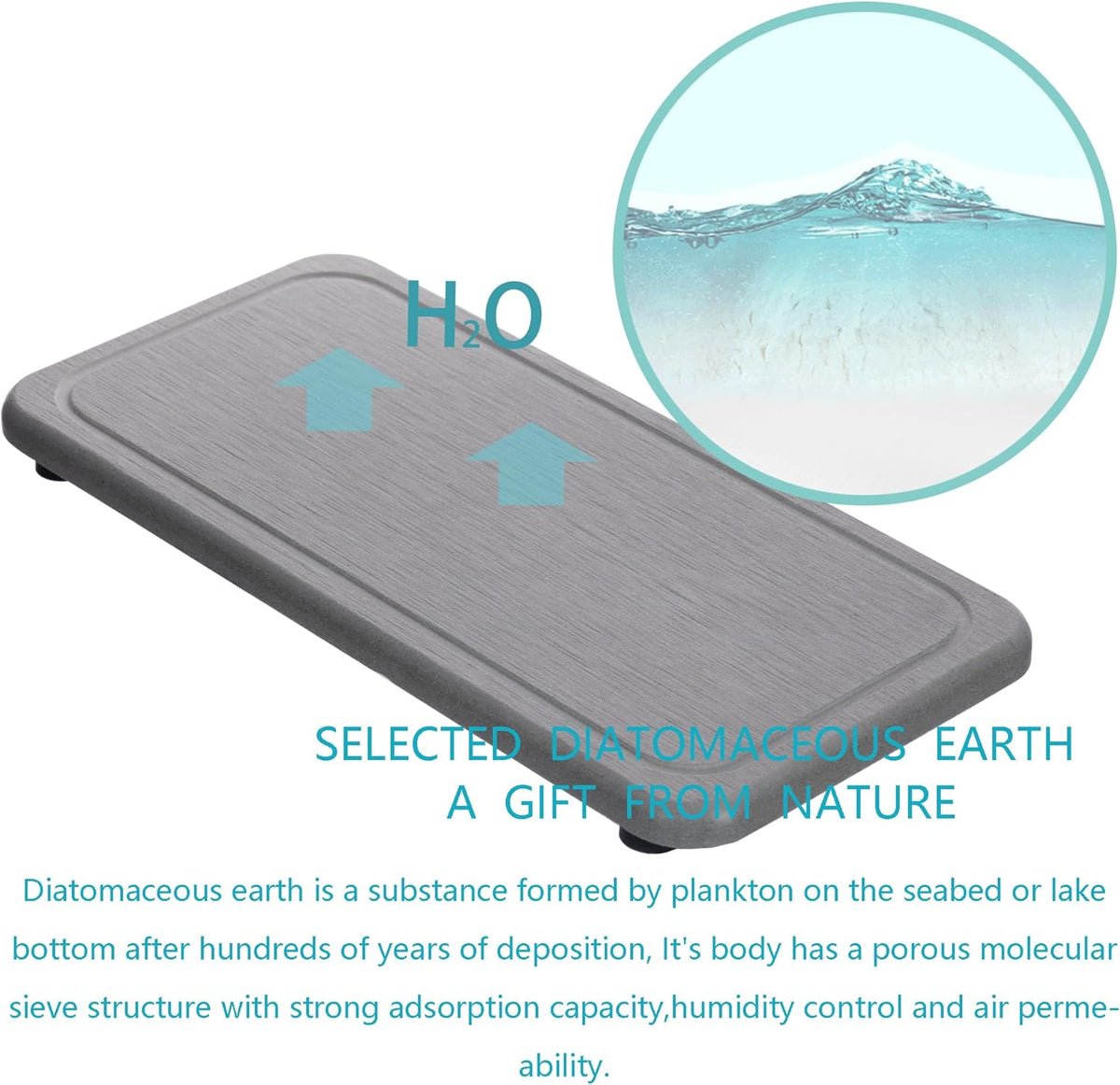 2 Pcs Water Absorbing Stone Trays, Kitchen/Bathroom Sink Soap Dish, Diatomite Tray Used for Hand