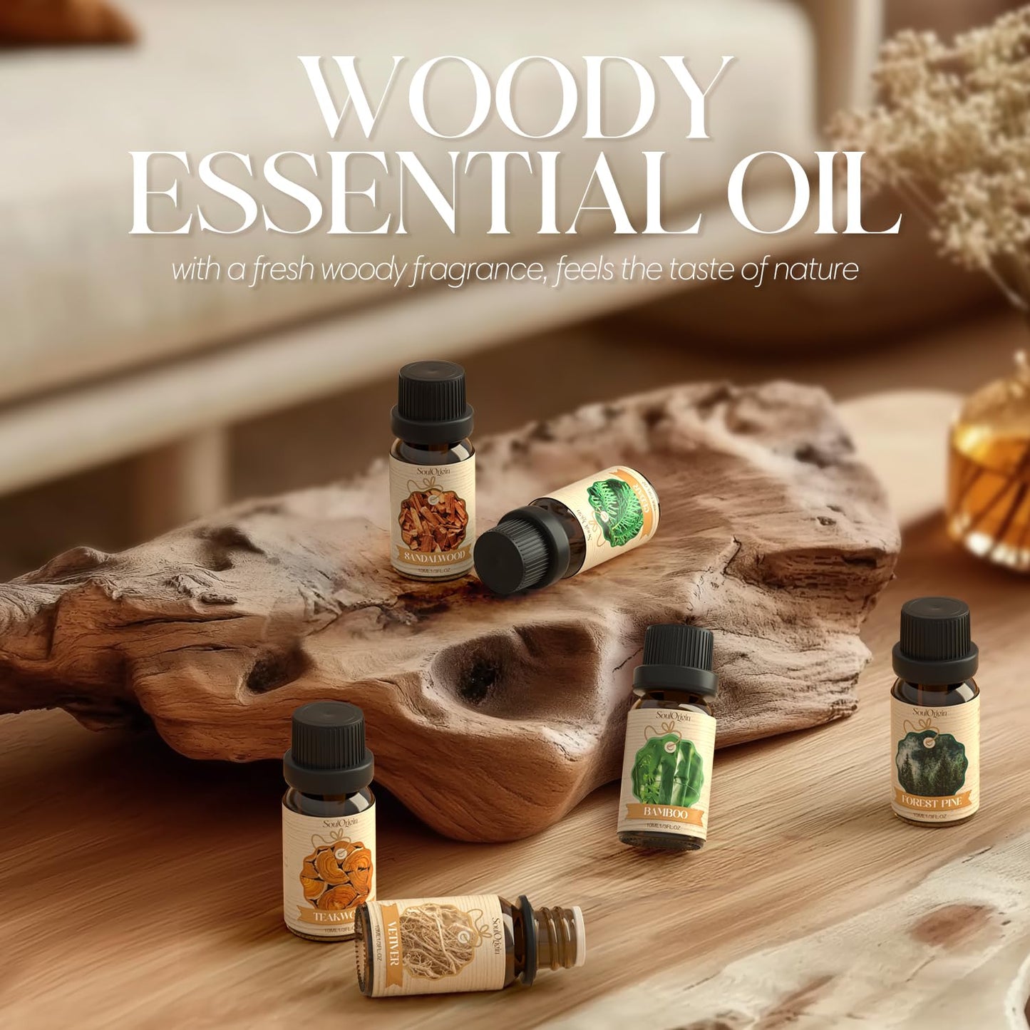 Woody Essential Oils Set, Fragrance Oil Set for Diffuser, Scent Diffuser Oil for Candle Making