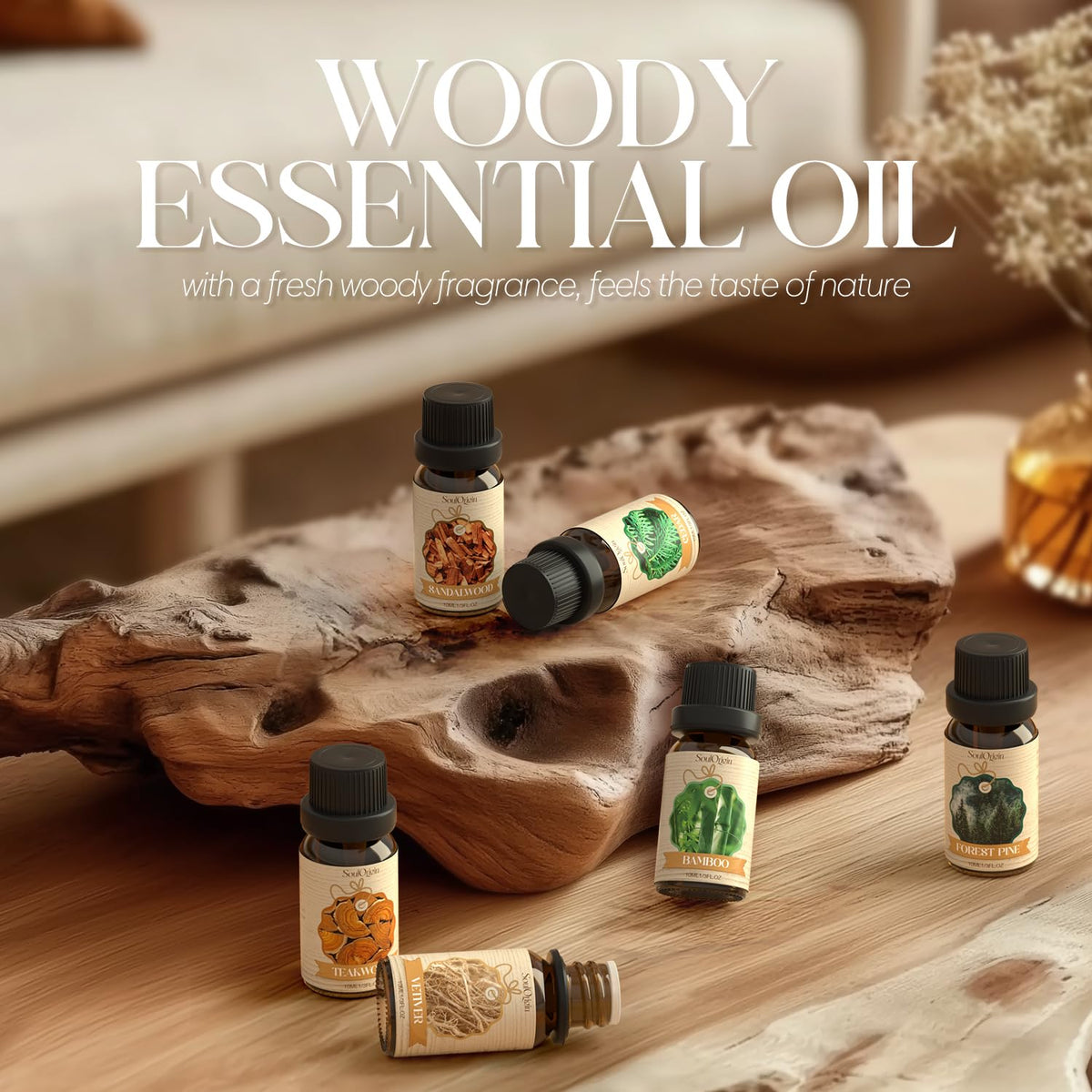 Woody Essential Oils Set, Fragrance Oil Set for Diffuser, Scent Diffuser Oil for Candle Making