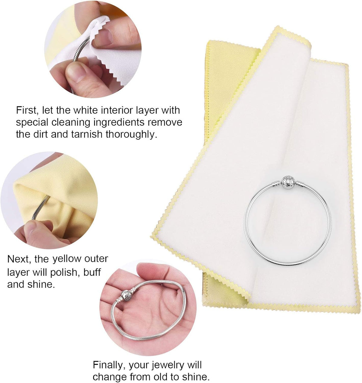 SEVENWELL Silver Polishing Cloth, Jewelry Cleaner Cloth for Sterling Silver Jewelry, Gold