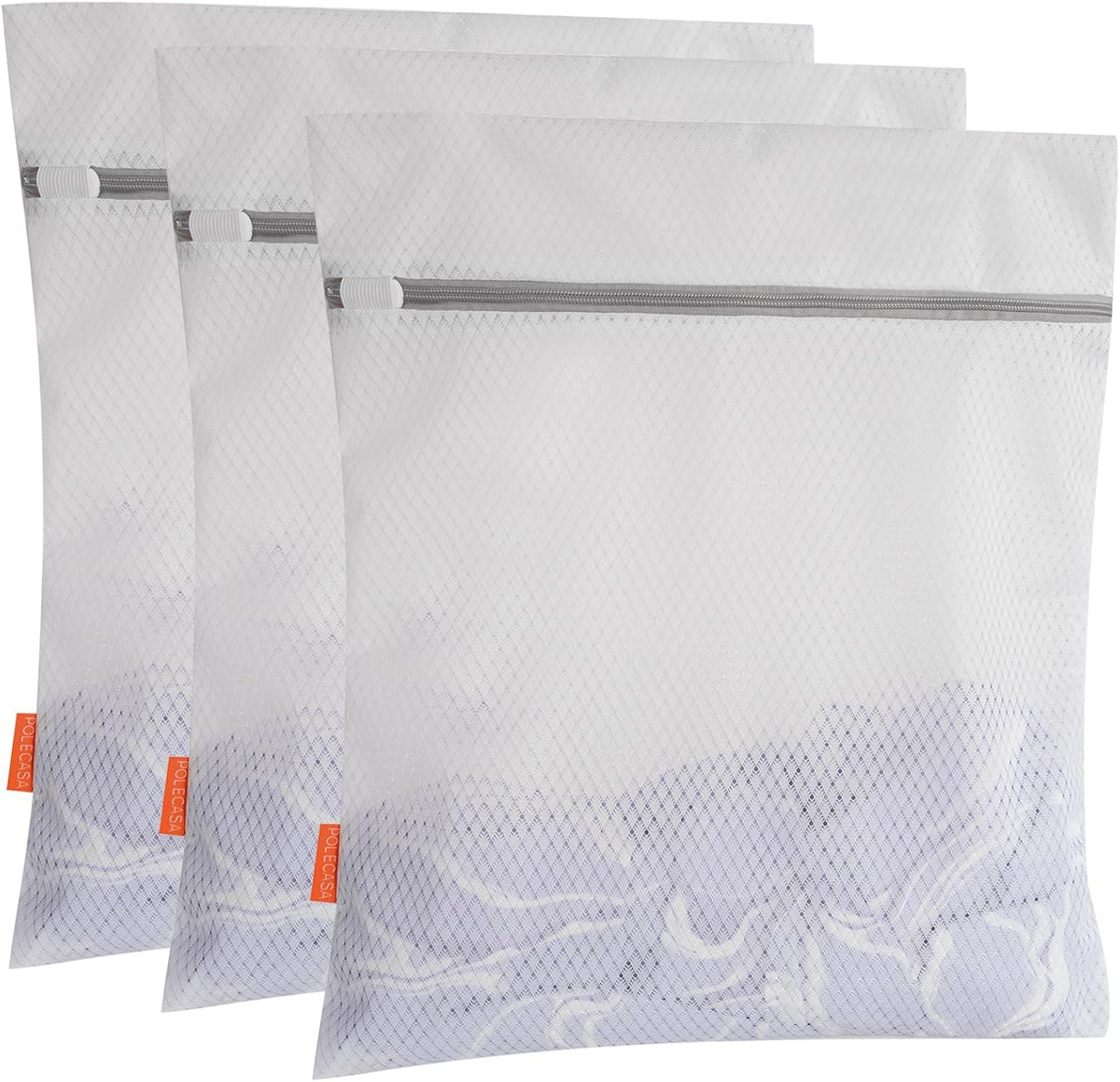 Polecasa 3Pcs 16 x 20 Inches Extra Durable 125g Diamond Mesh Laundry Bags with Sturdy Zipper for