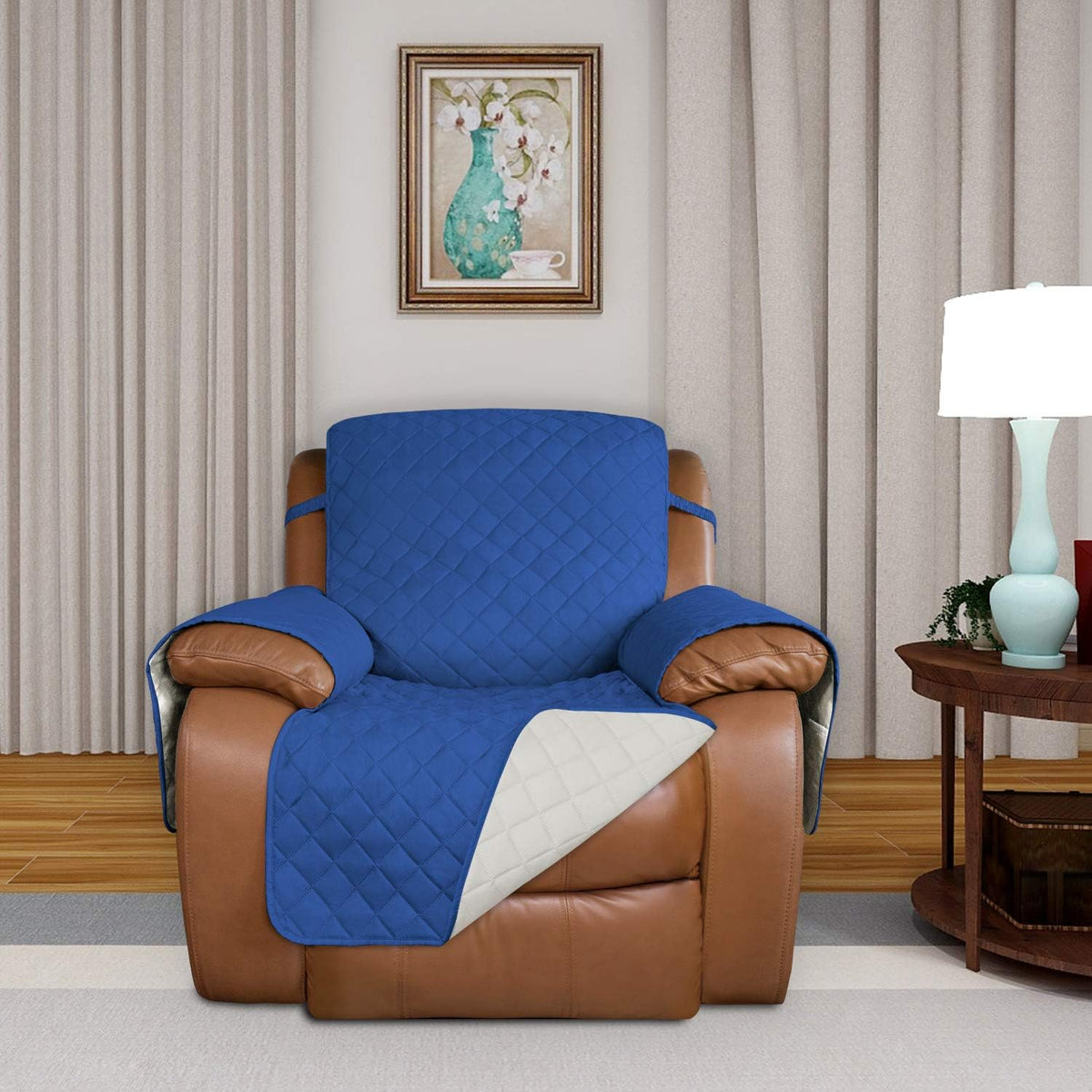 PureFit Reversible Quilted Oversized Recliner Sofa Cover, Water Resistant Furniture Protector
