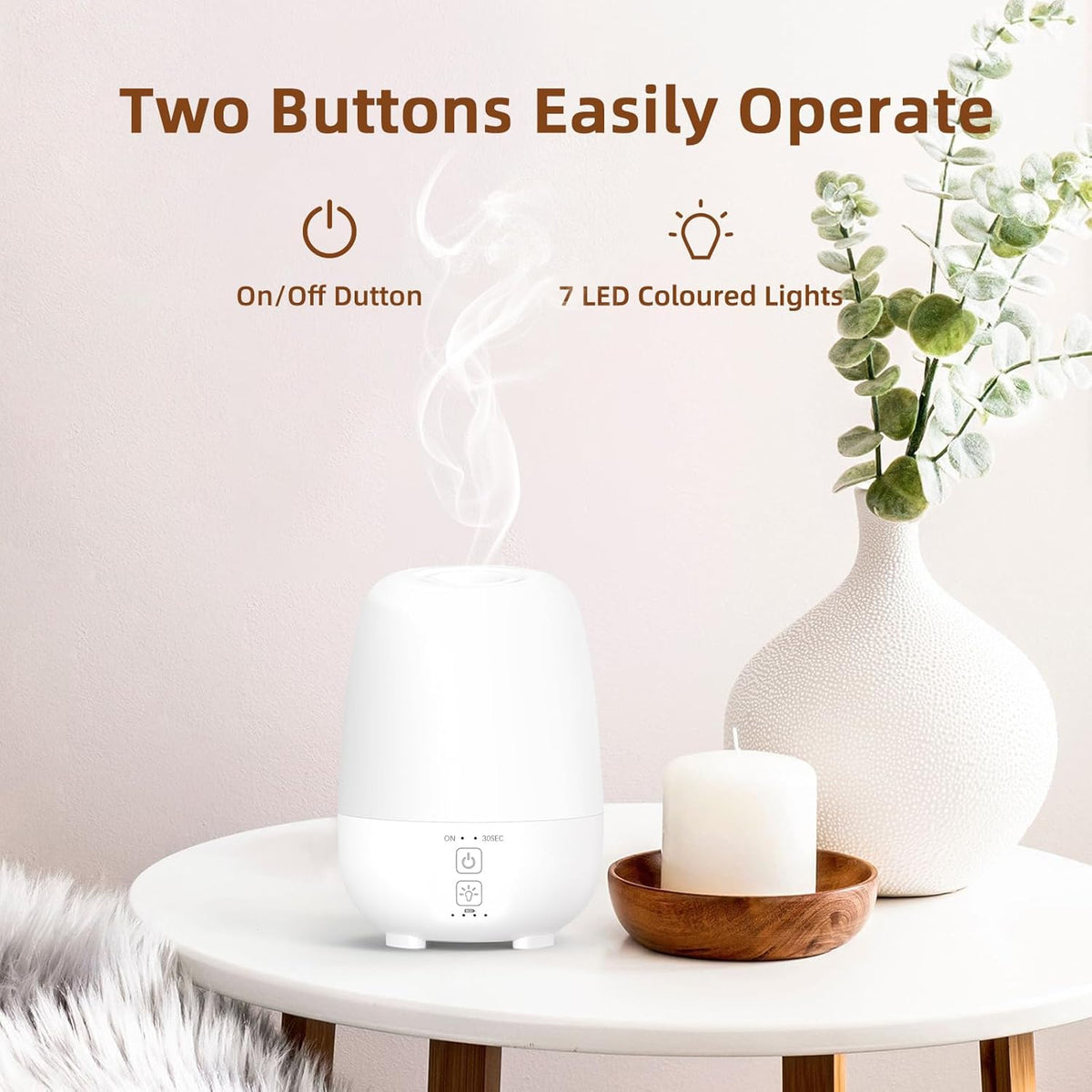 150ML Cordless Essential Oil Diffuser, Built-in 6000mAH Rechargeable Battery, 7-Hour Runtime, 7 LED