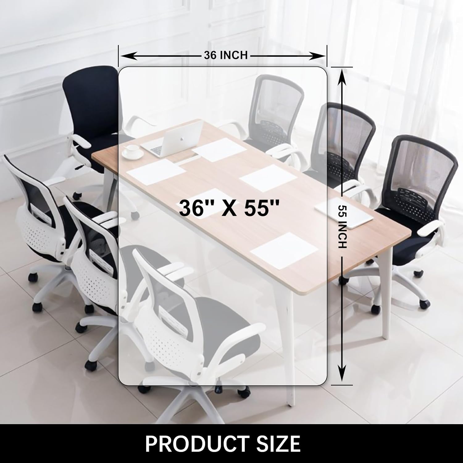 Kuyal Clear Chair mat for Hardwood Floor 36 x 55 inches Transparent Floor Mats Wood/Tile Protection