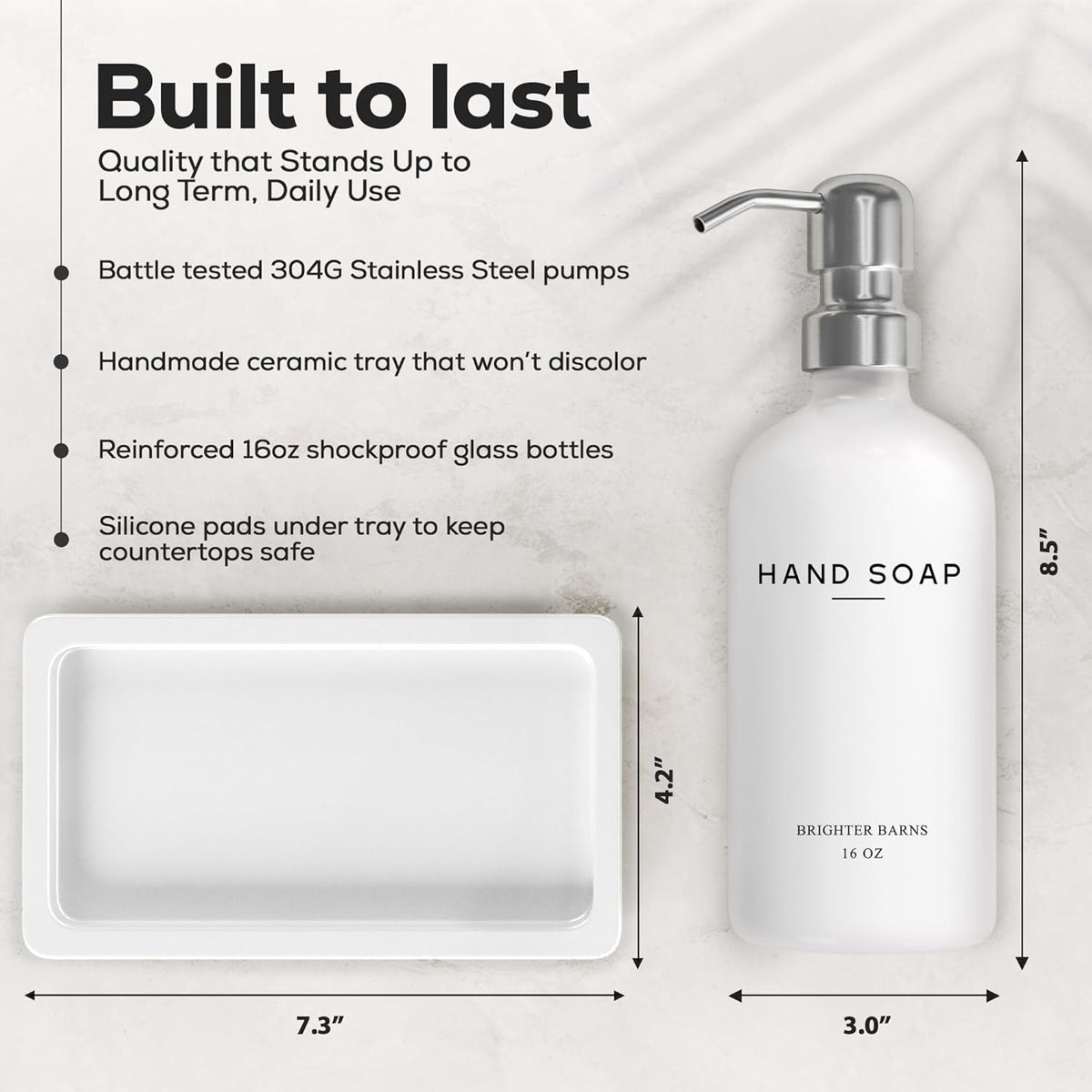 White Glass Soap and Lotion Dispenser Set by Brighter Barns - Bathroom Soap Dispenser Set Tray