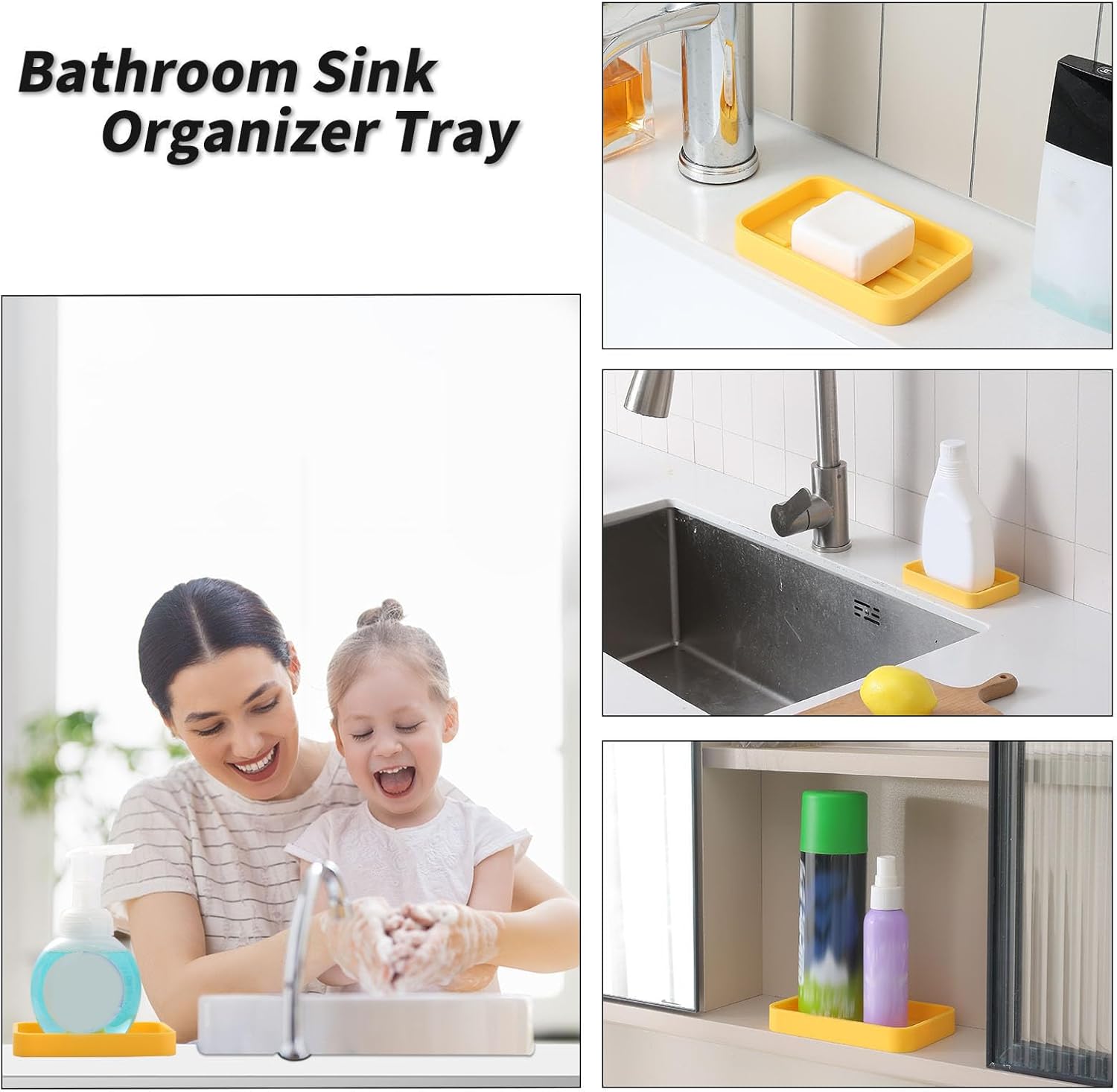Silicone Kitchen Sink Organizer Tray for Multiple Usage,Easy Clean Sponges Holder for Kitchen