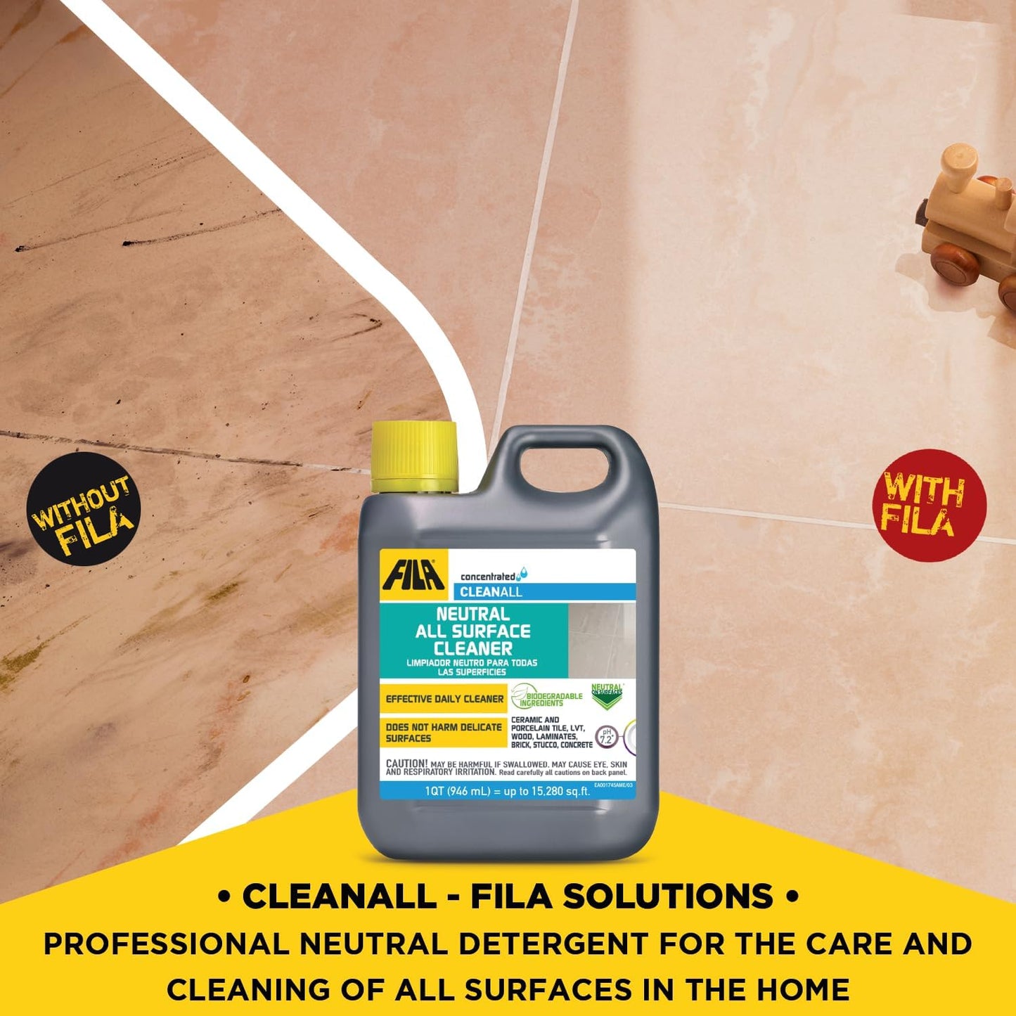 FILA Surface Care Solutions, CLEANALL, Neutral All Purpose Cleaner, Highly Concentrated - Up to 40