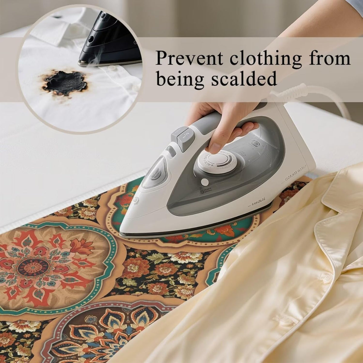 Folding Ironing Mat Heat and Steam Resistant Mandala Ironing Pad 32 x 16 Inch Foldable Iron Mat for
