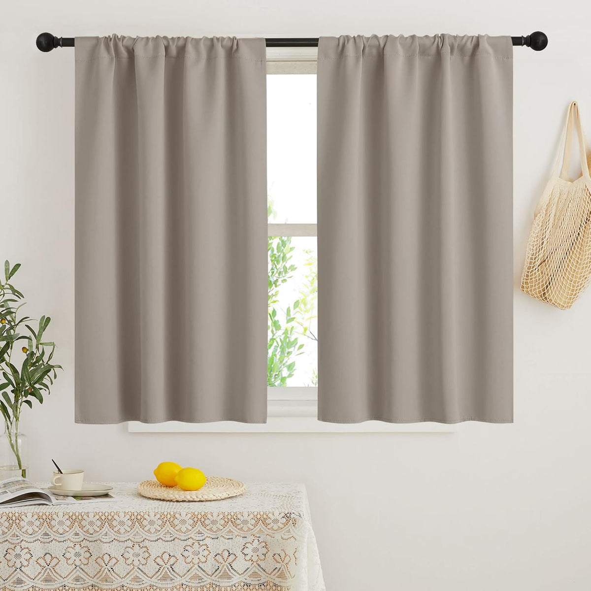 RYB HOME 45 inch Curtains for Kitchen Room Darkening Privacy Mini Curtain for RV Camper Bathroom