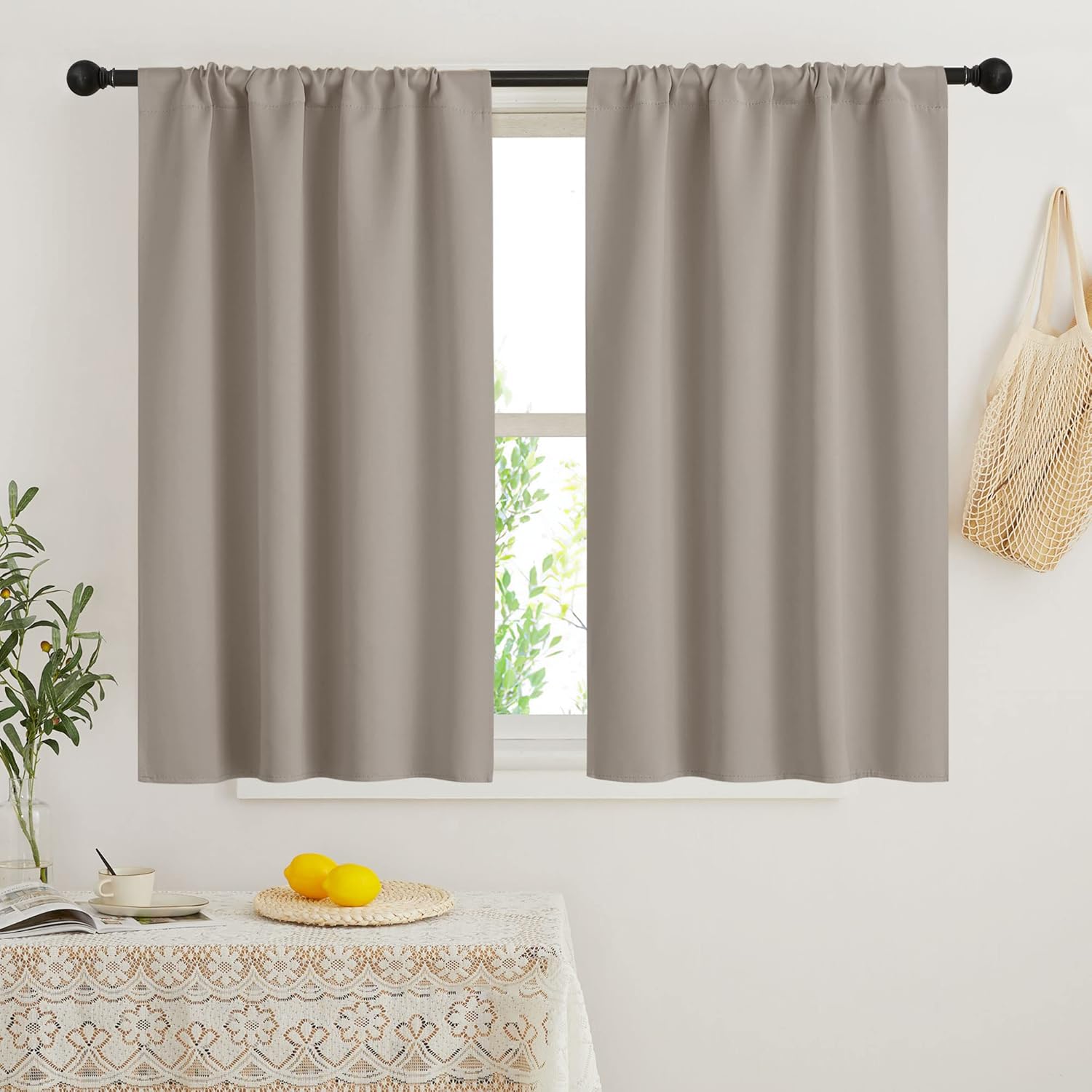 RYB HOME 45 inch Curtains for Kitchen Room Darkening Privacy Mini Curtain for RV Camper Bathroom