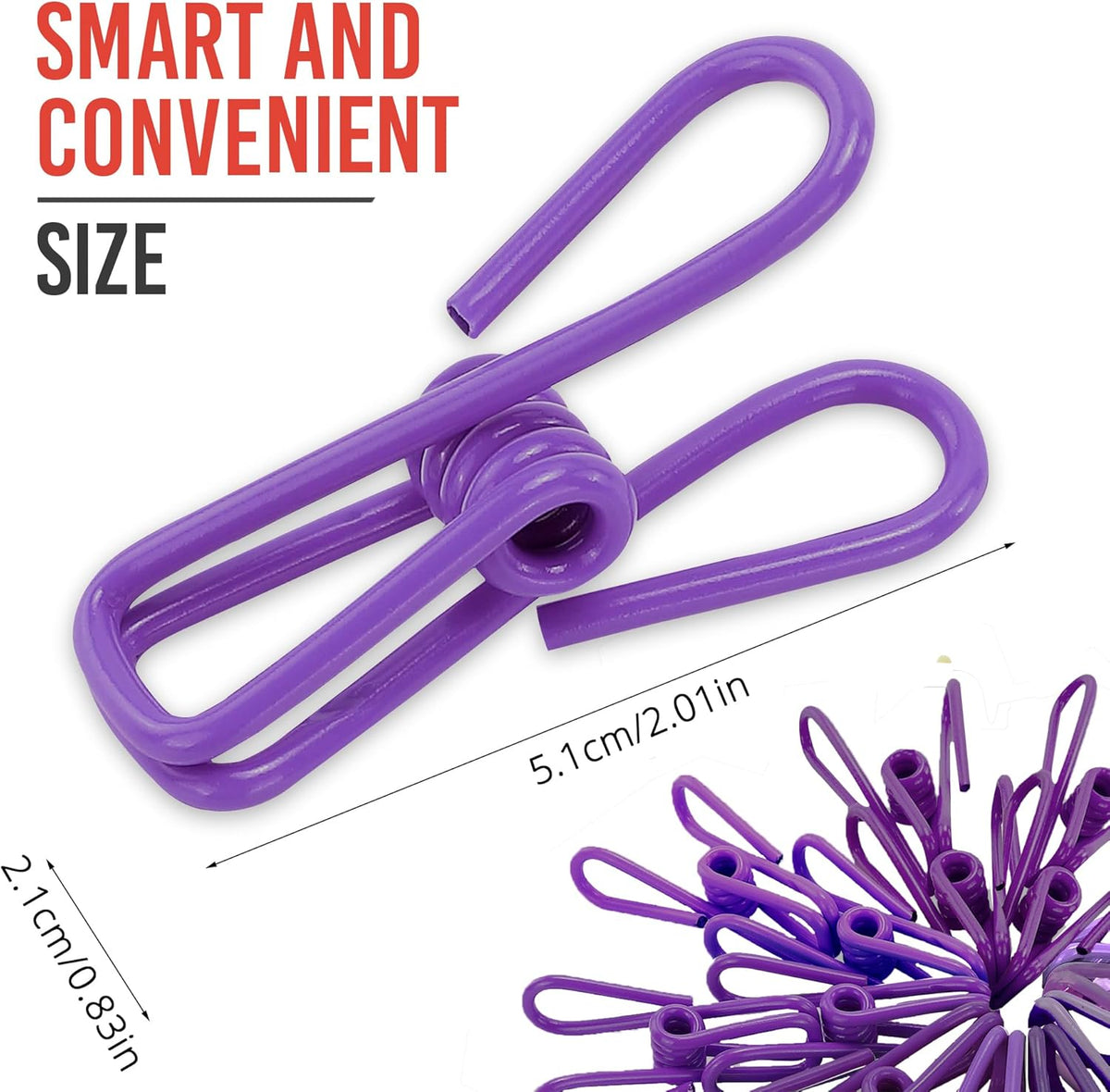 30 Pack Purple Chip Bag Clips for Food - PVC 2 Inch Coated Sealer for Sealing Food - Paper Holder