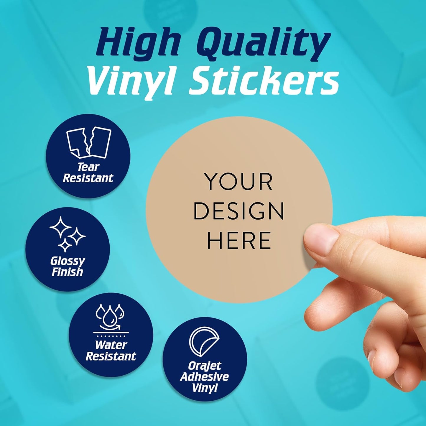 100 Custom Vinyl Stickers - Upload Your own Image, Text, Design, Logo - Personalized Logo Labels