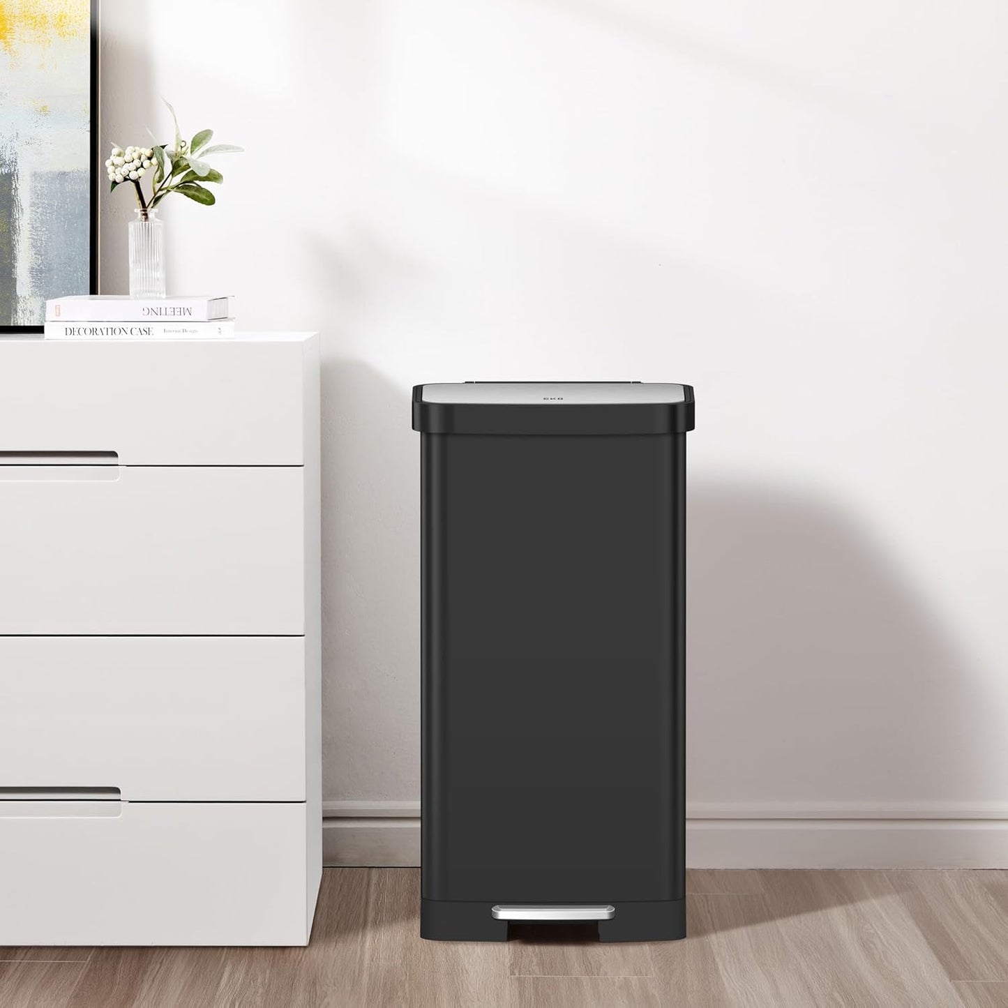 EKO Hudson Matte Stainless Steel 75 Liter/20 Gallon Large Kitchen Trash Can, Tall Step Garbage Can