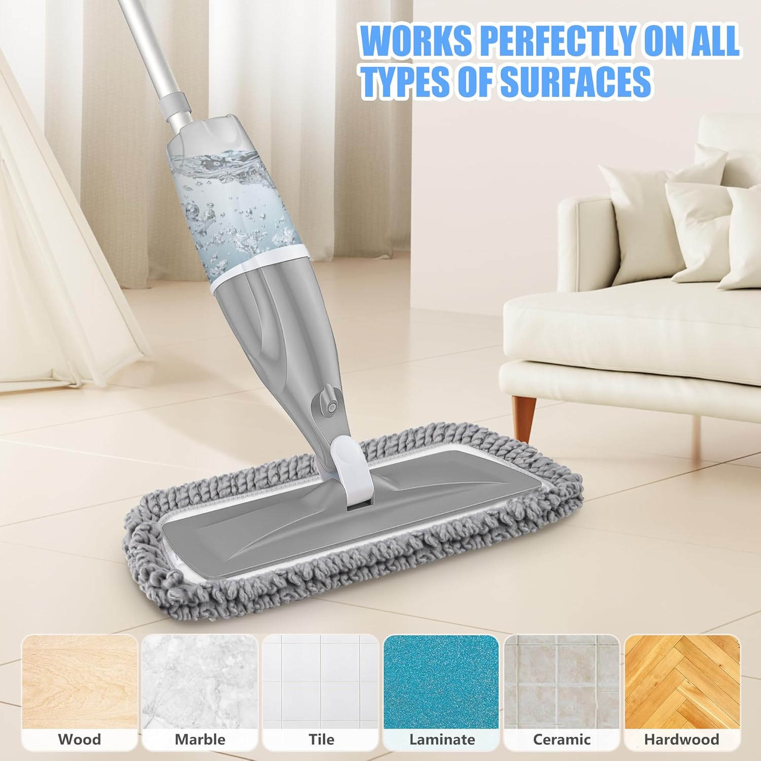 Microfiber Spray Mops for Floors Cleaning: EXEGO Dust Mop Wet Mop with 3 Washable Resuable Pads