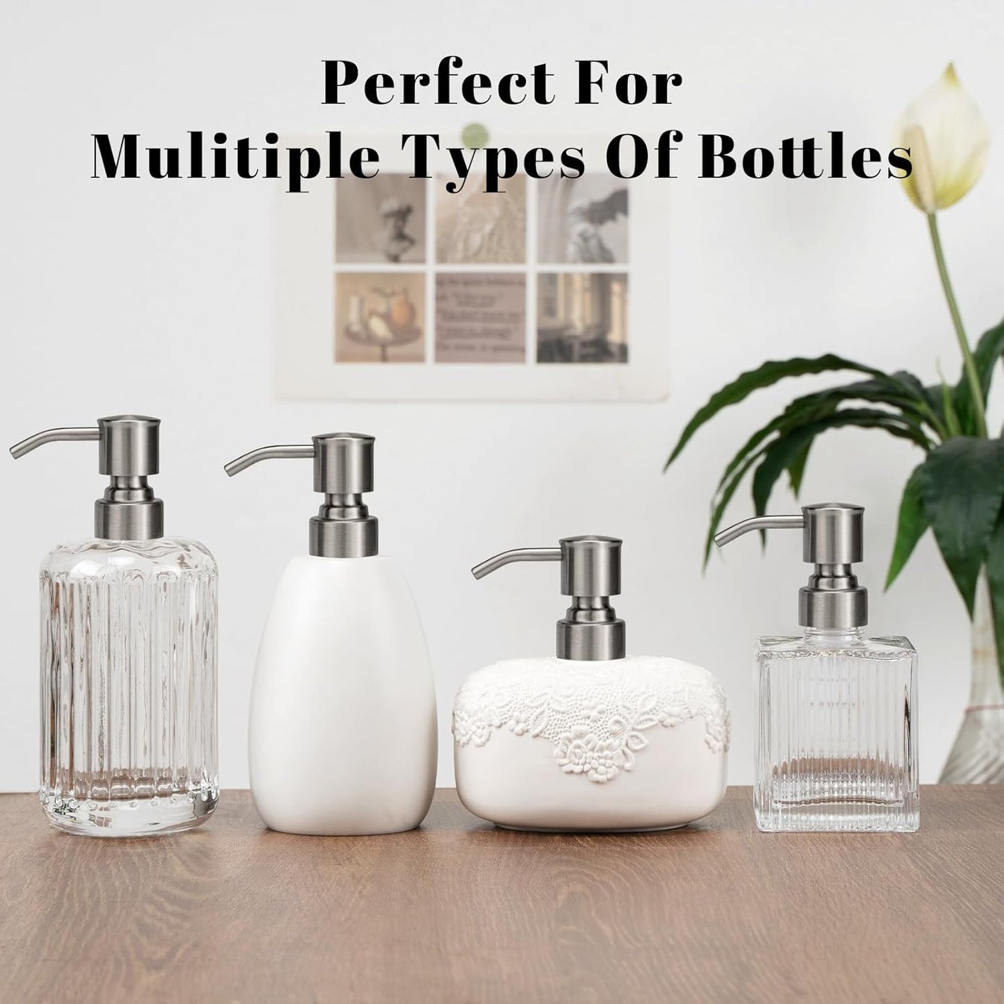 Soap Dispenser Pump Replacement 304 Stainless Steel for Regular Mouth Bottle for Standard 28/400