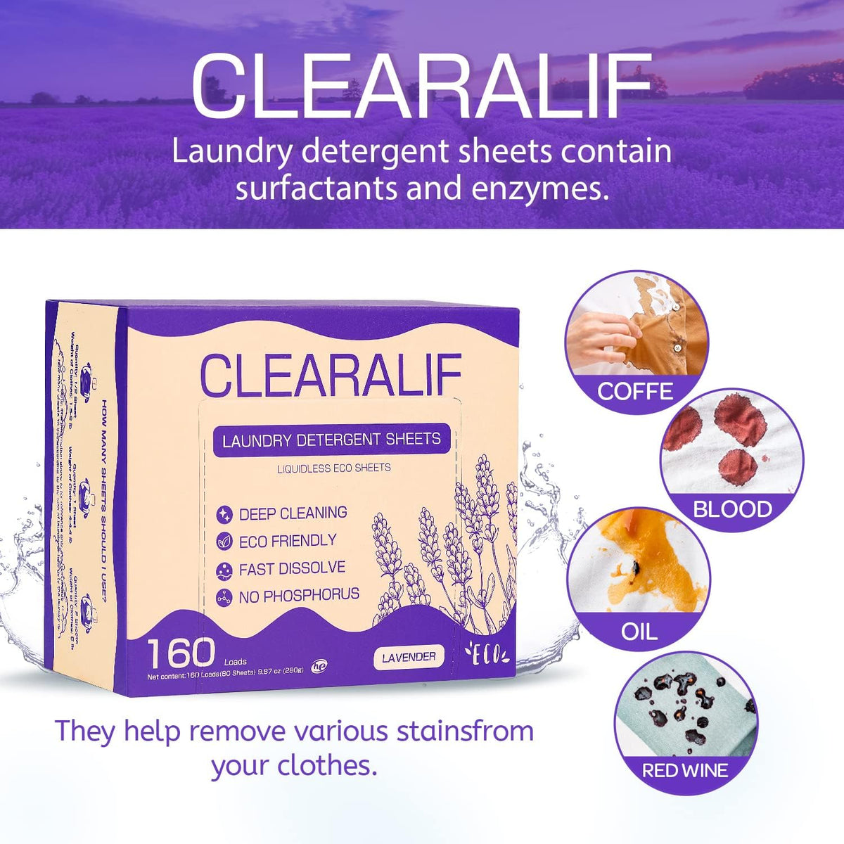Laundry Detergent Sheets (160 Sheets), Lavender,Up to 320 Loads - Great For Travel,Apartments