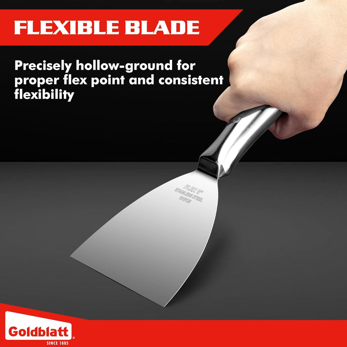 Goldblatt 5" Putty Knife, One-Piece Paint Scraper Tool, All Stainless Steel Joint Knife with