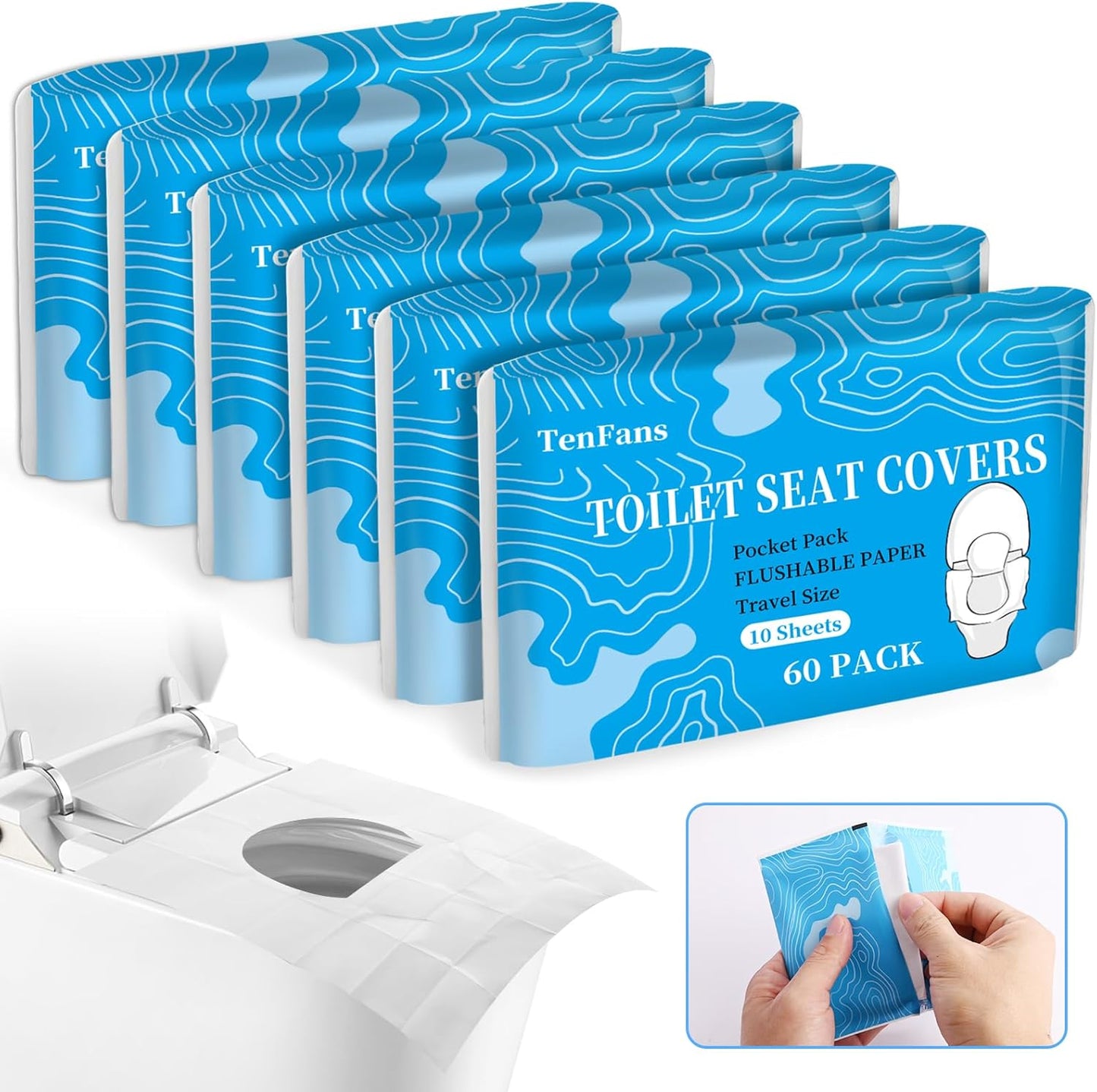 Toilet Seat Covers (60 pack), XL Flushable and Biodegradable Paper Cover Disposable for Adult and