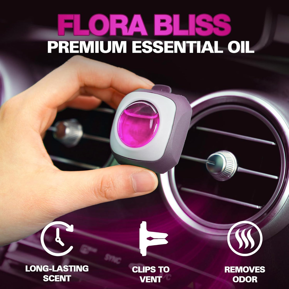 Air Jungles Flora Bliss Scent Car Air Freshener Clip, 6 Vent Clips, 4ml Each, Long Lasting Air