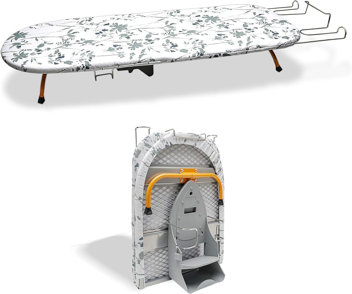 Tabletop Ironing Board Folding with Iron Holder and Iron Rest, Portable Space Saving Small Metal
