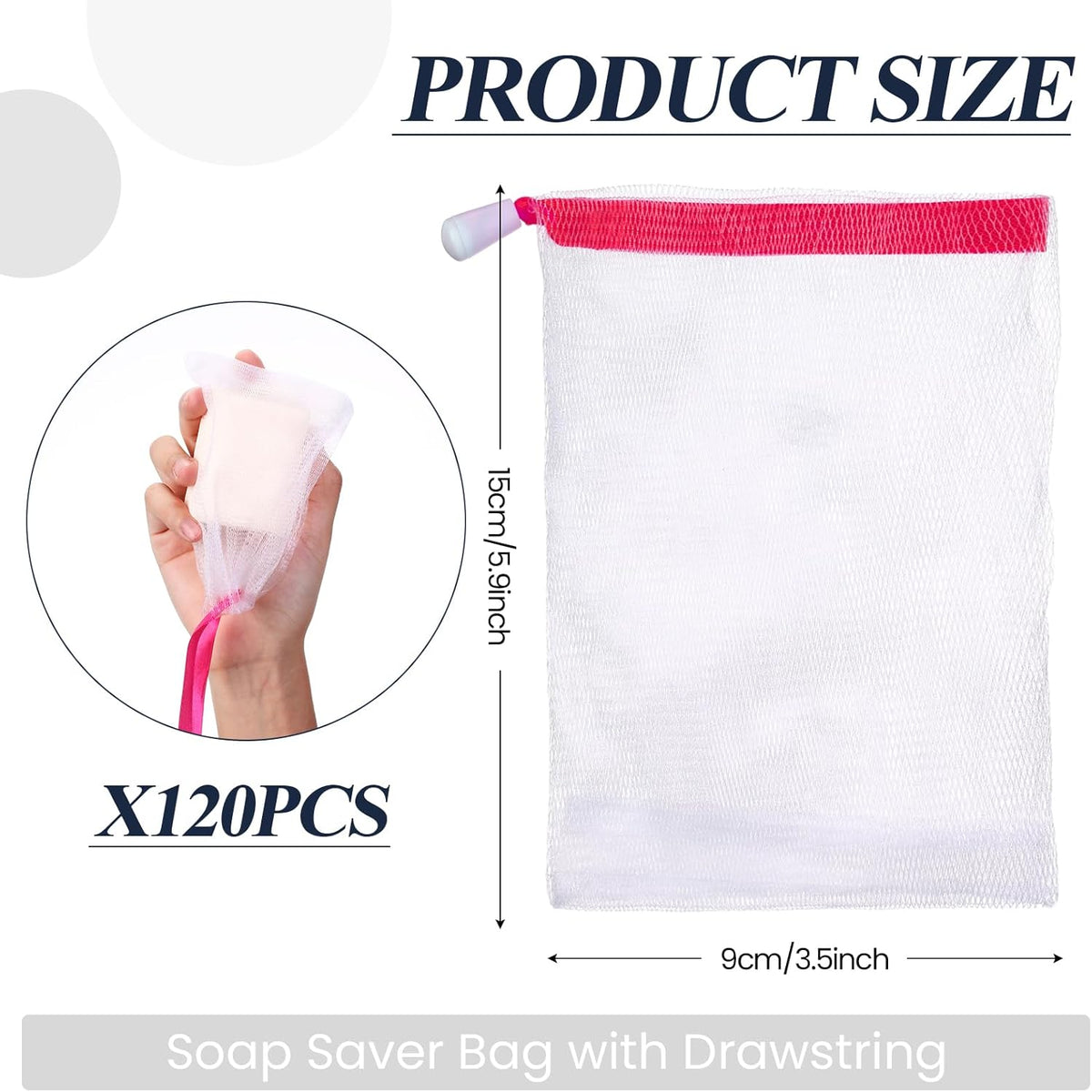 Hushee Soap Bag Bubble Mesh Bags Exfoliating Soap Pouch with Drawstring for Foaming Drying Easy