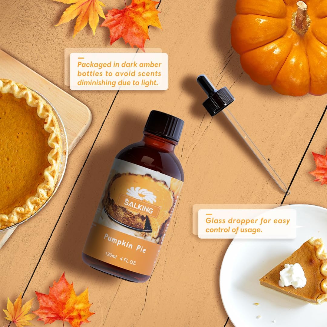SALKING Pumpkin Pie Fragrance Oil, 120ml (4 Fl Oz) Premium Essential Oils for Diffuser, Candle