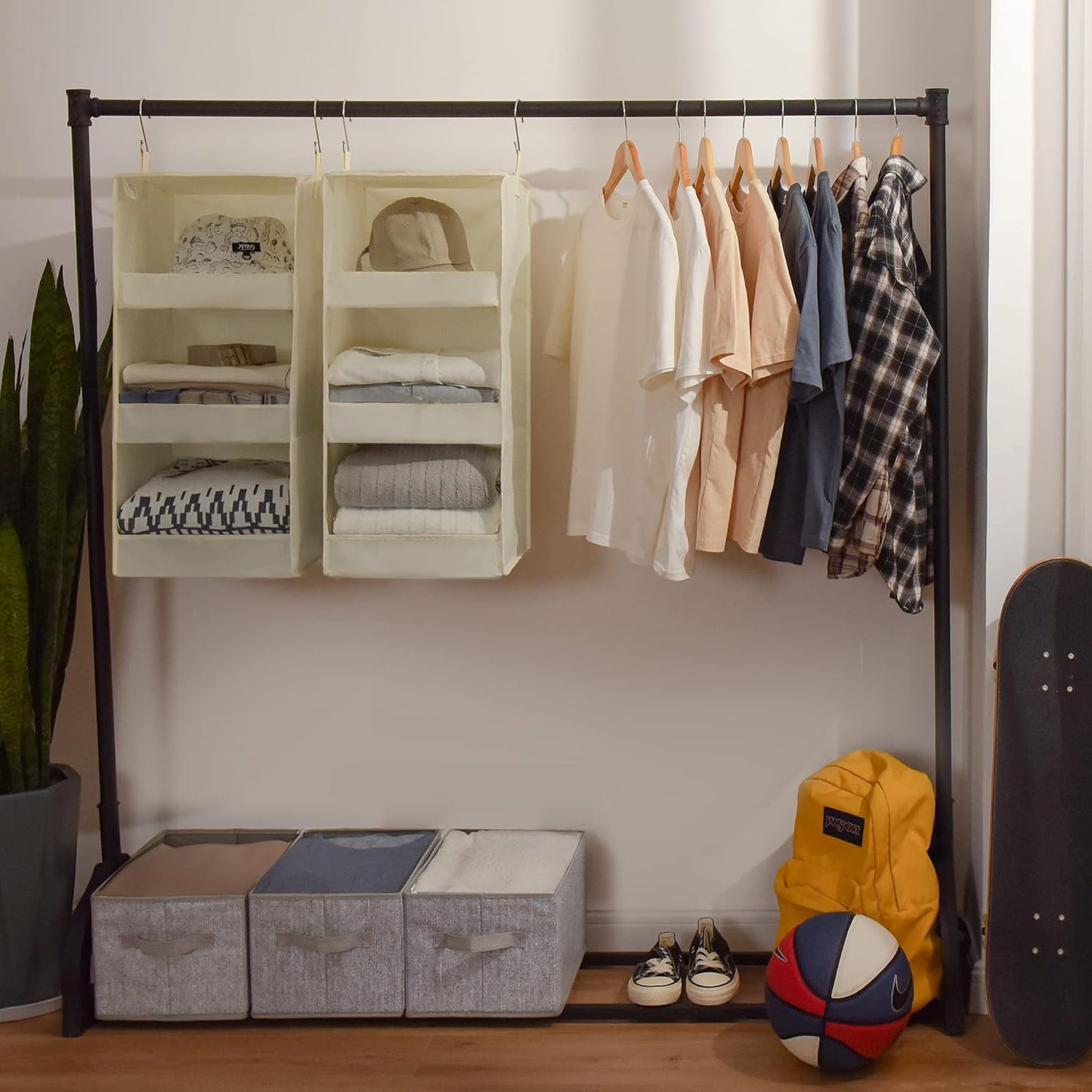 GRANNY SAYS 3-Shelf Hanging Organizer, Foldable Hanging Closet Storage, Closet Shelves Organizer