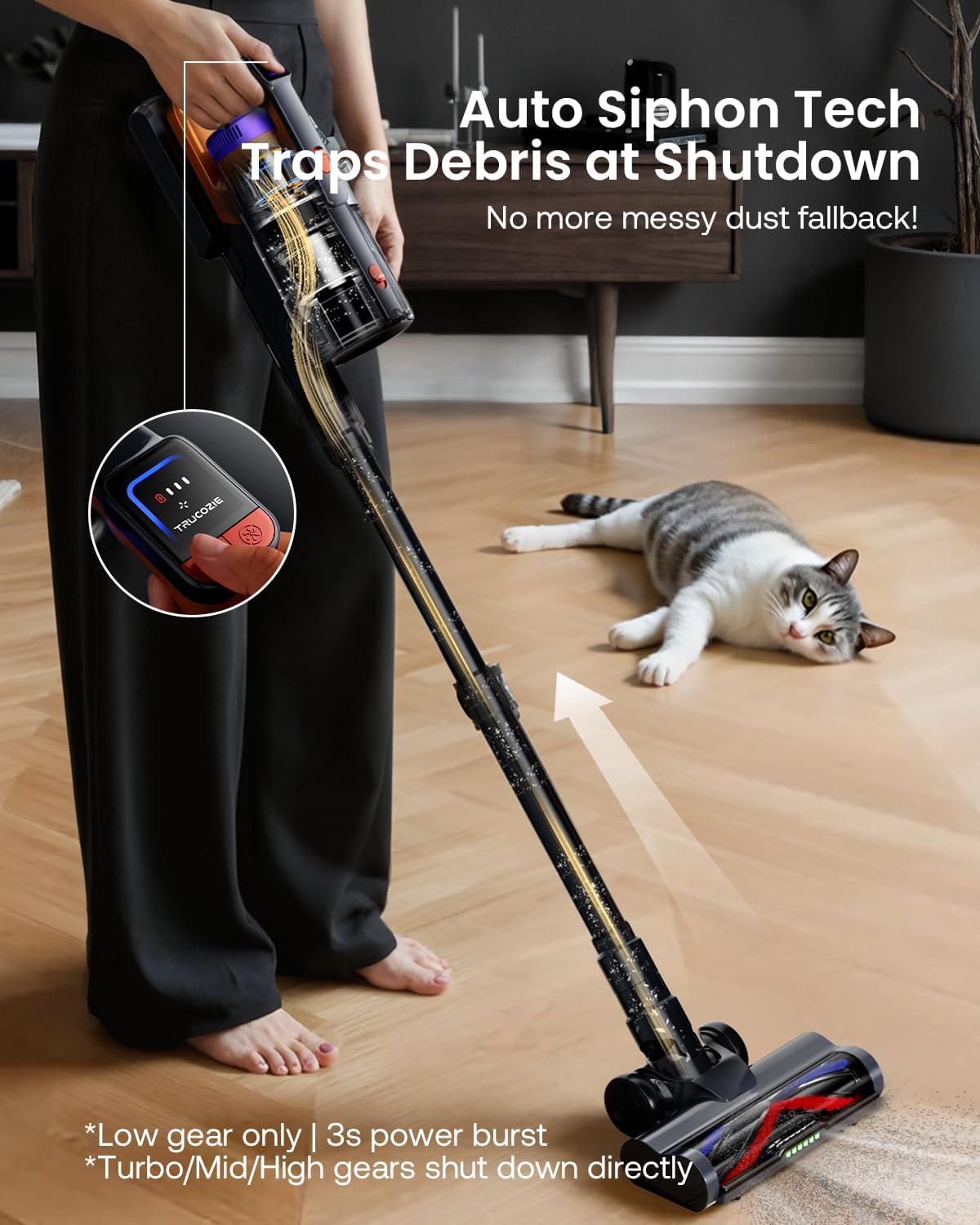 Cordless Vacuum Cleaner for Home, Upgraded 60Kpa Powerful Suction Pet Hair Vacuum with 70min
