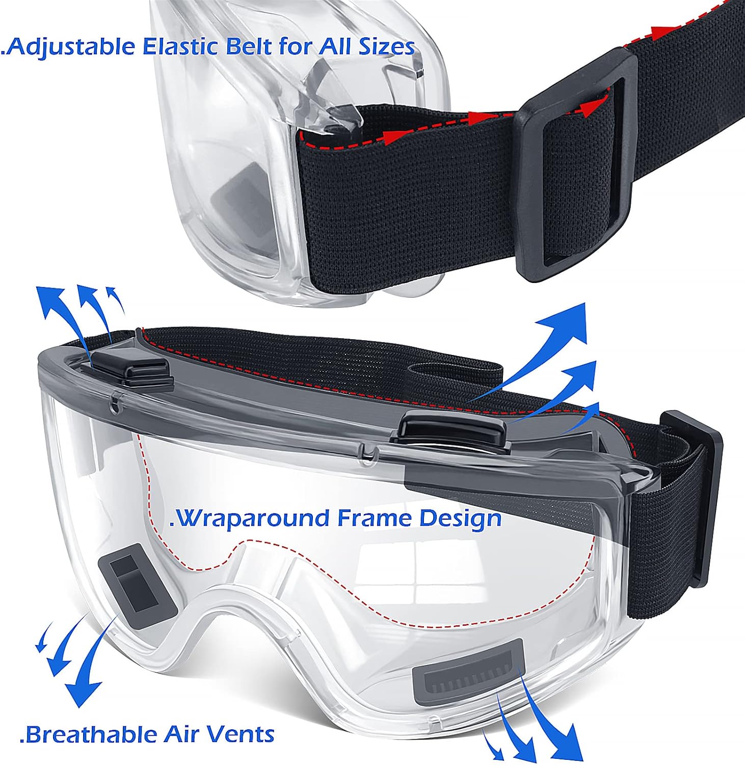 OXG 6 Pack Safety Goggles ANSI Z87.1 Glasses, Anti-Fog Protective Safety Glasses Lab Goggles Men