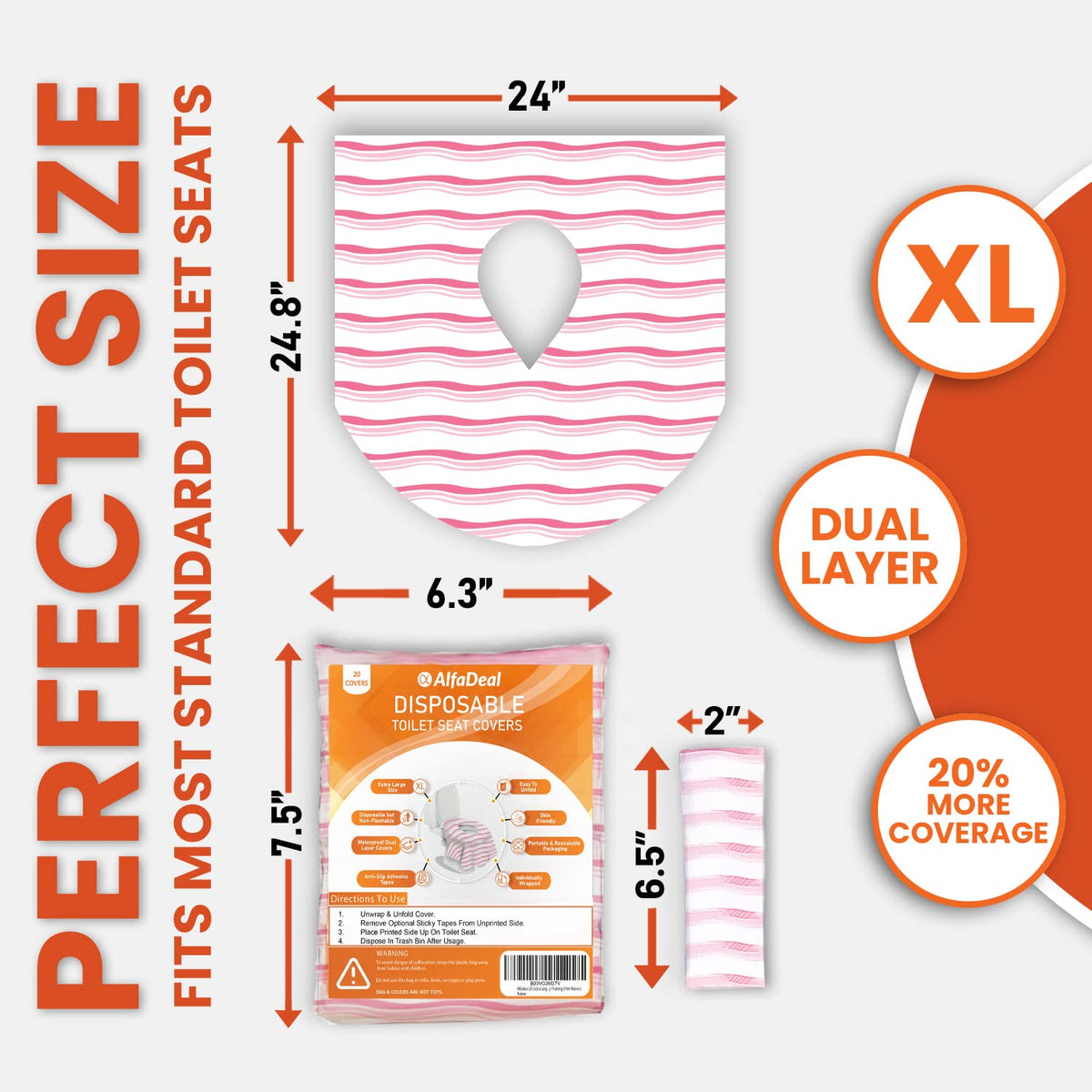 20 Extra Large Toilet Seat Covers Disposable for Kids & Adults-Toilet Covers Disposable for