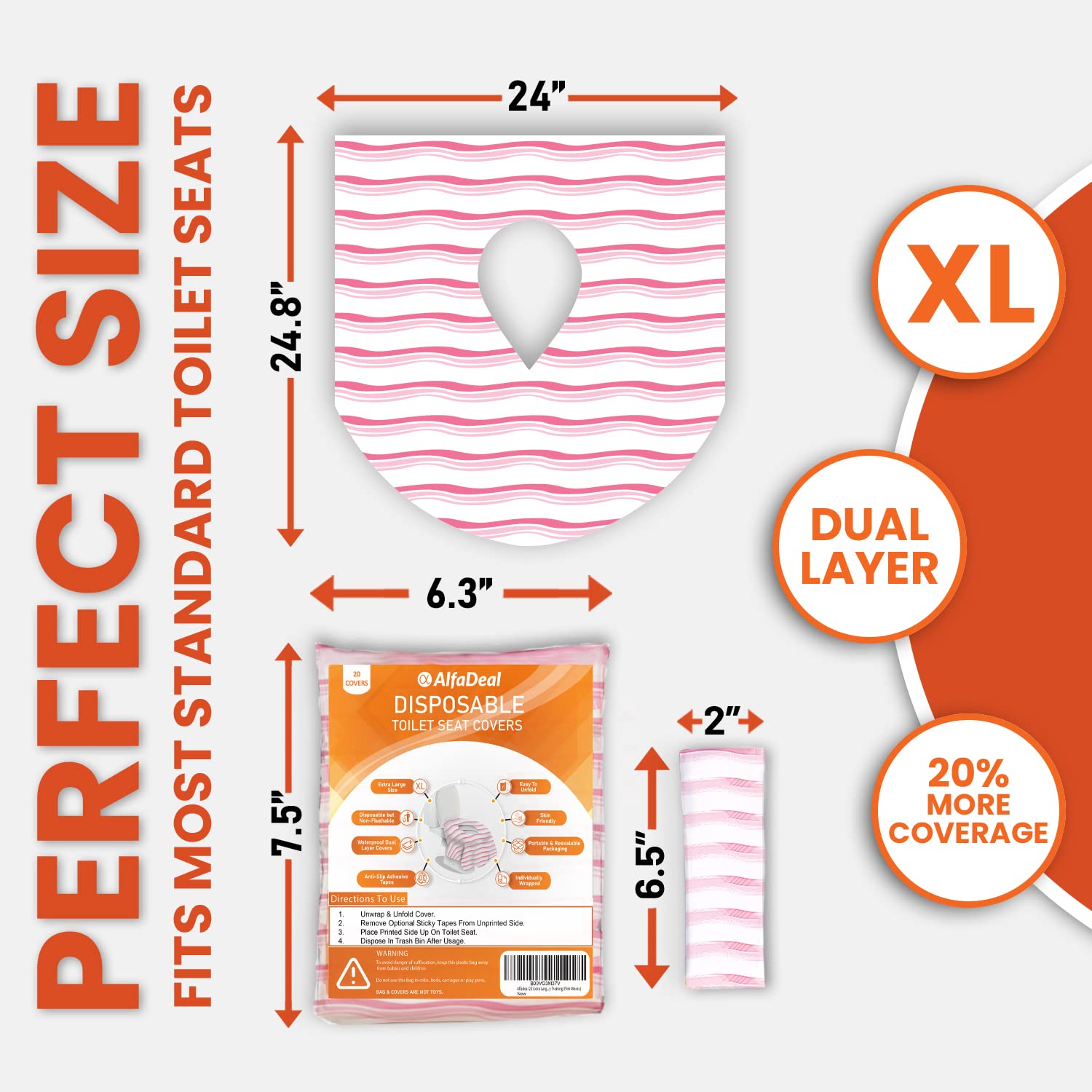 20 Extra Large Toilet Seat Covers Disposable for Kids & Adults-Toilet Covers Disposable for