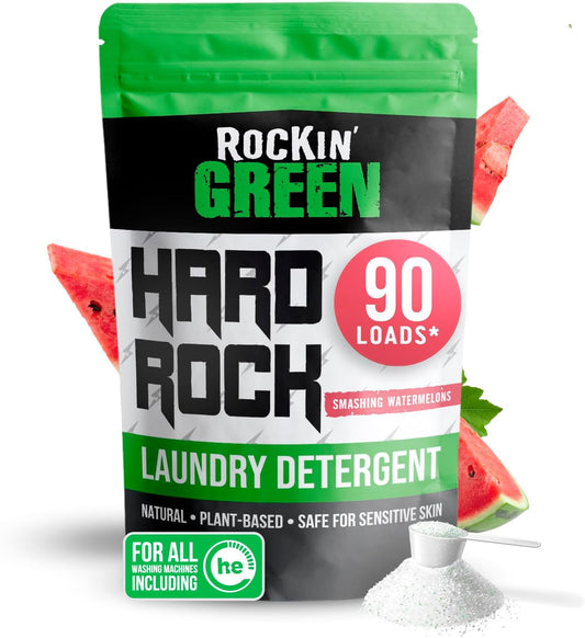 Rockin' Green Hard Rock Laundry Detergent for Hard Water (90 Loads), Plant based, Natural Laundry