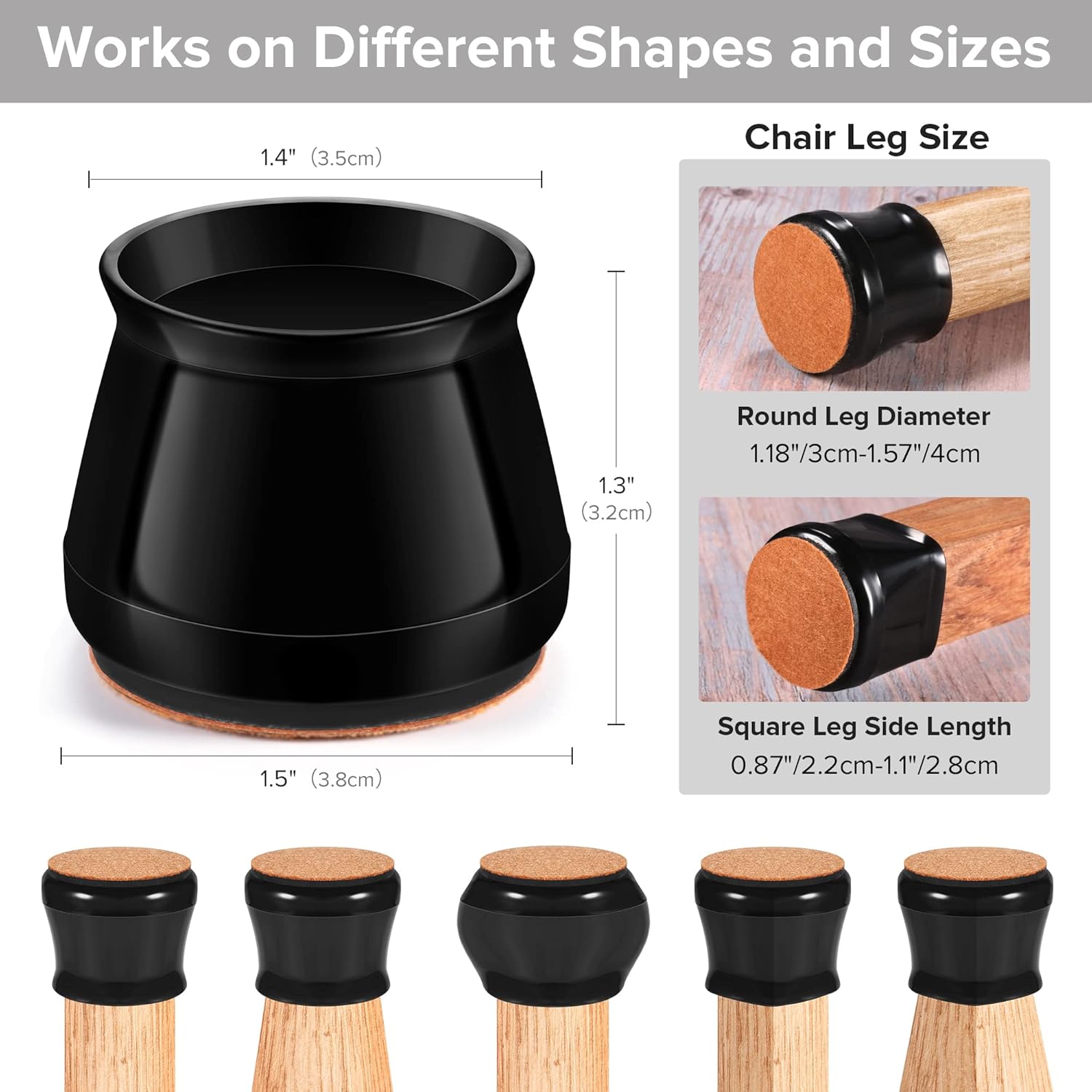 24PCS Upgraded Silicone Chair Leg Floor Protectors for Hardwood Floors, Furniture Sliders for Chair