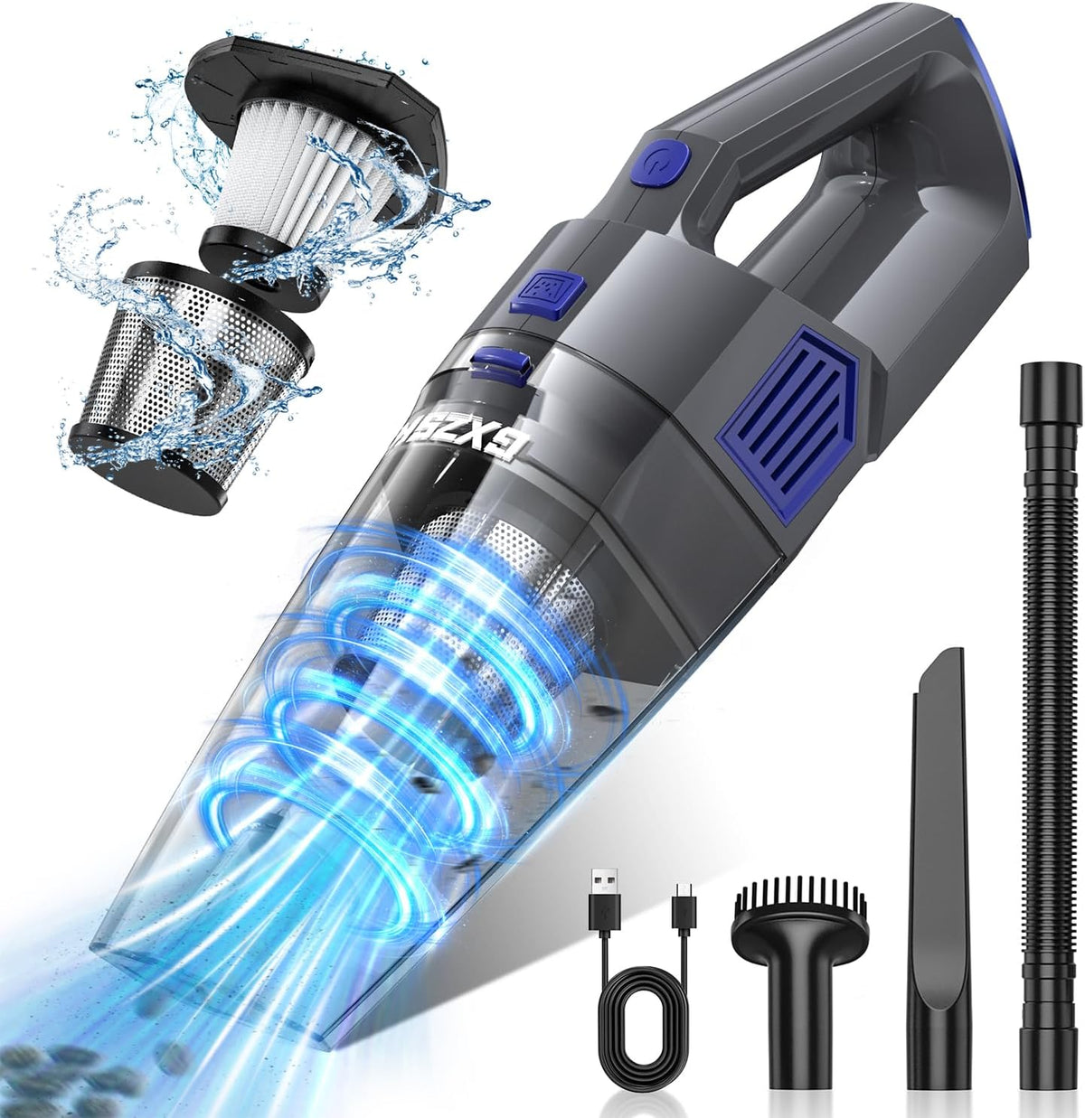 Handheld Vacuum Cordless, 15000PA Strong Suction Hand Held Car Vacuum Cleaner Rechargeable