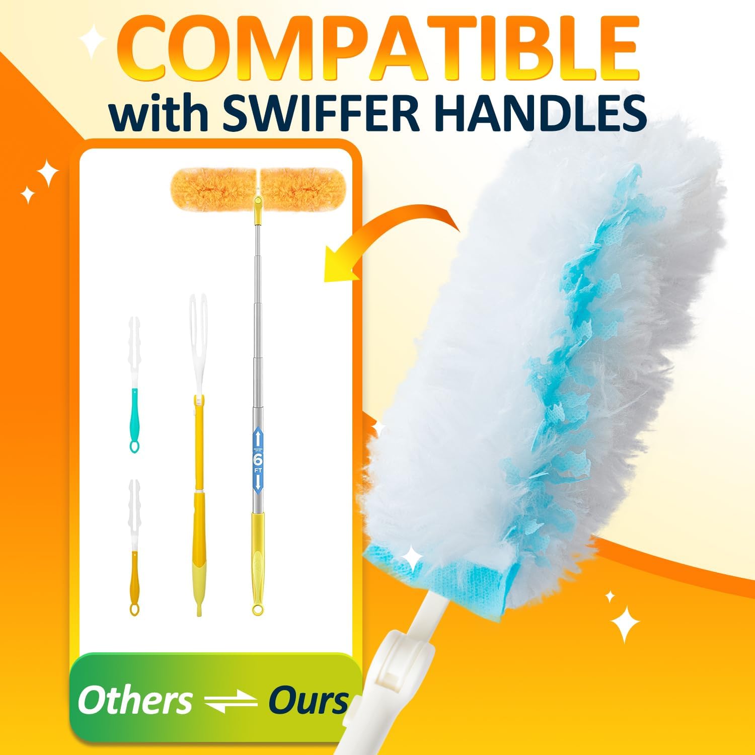 35 Duster Refills for Swiffer, Duster Refills Kit with & 2 Handle for Cleaning Home & Car, Heavy