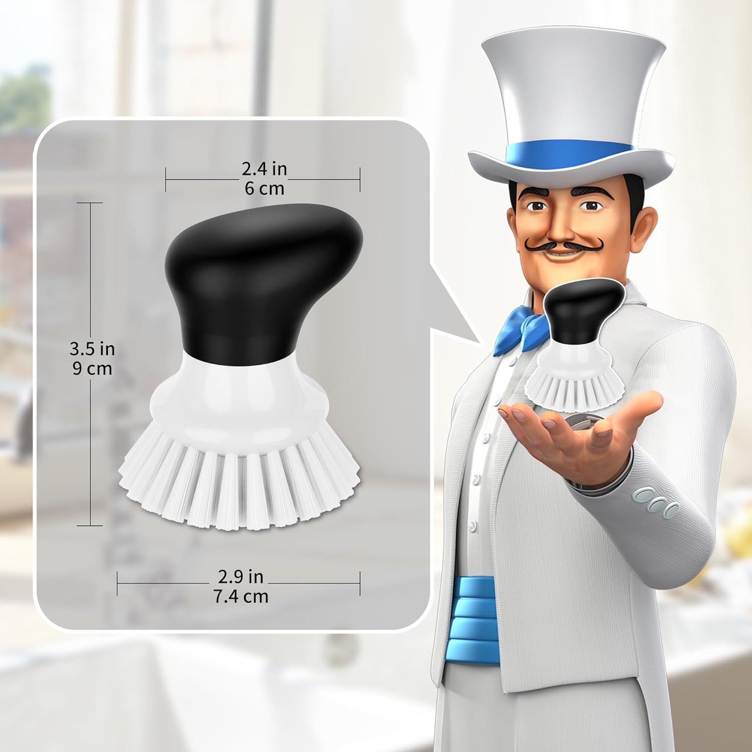 MR.SIGA Dish Scrub Brush, Palm Brush Dish Scrubber with Ergonomic Grip, Kitchen Brushes for Dishes