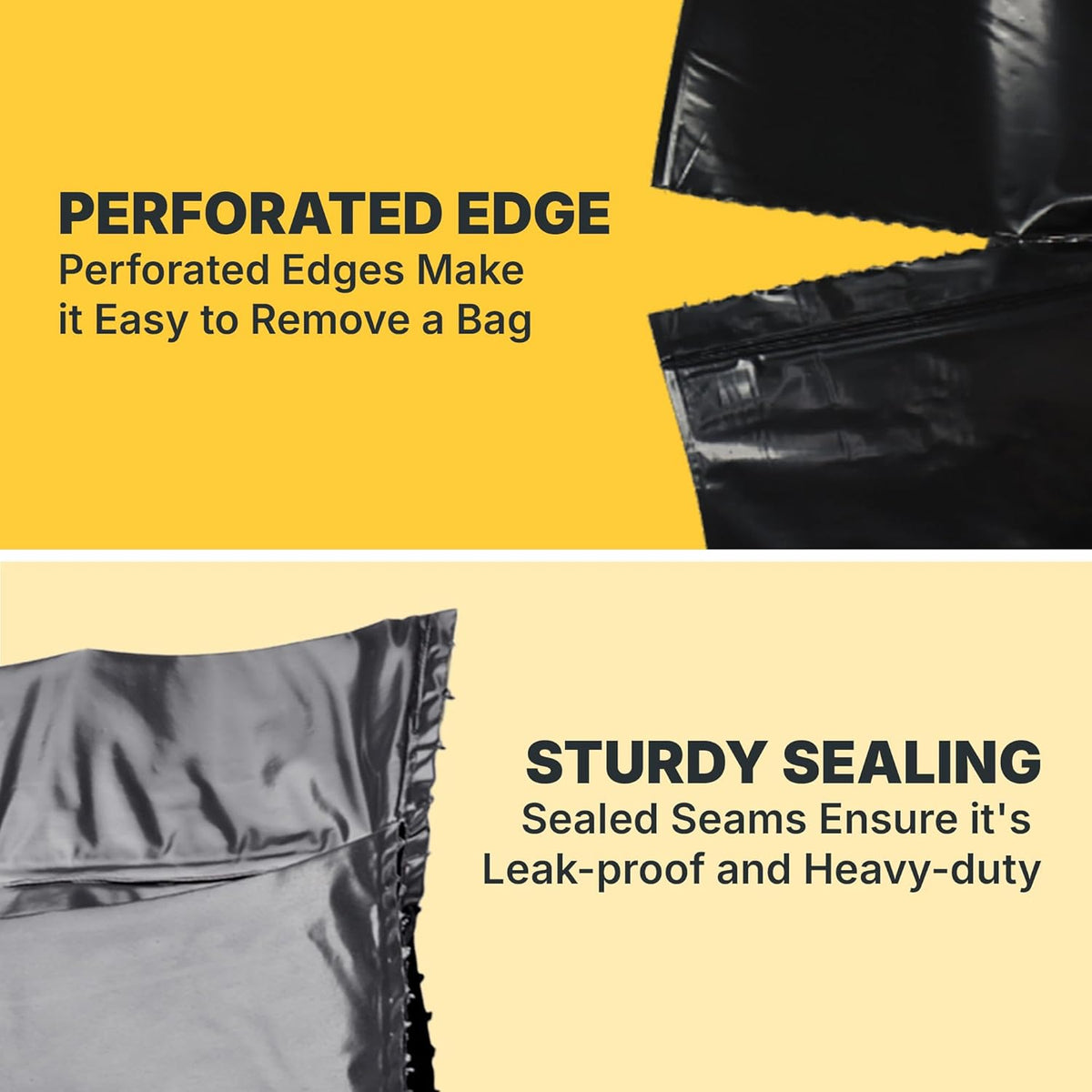 55-60 Gallon Trash Bags, 50 Micron Heavy Duty Pure LDPE Garbage Can Liners, 36" x 58" Large, Black