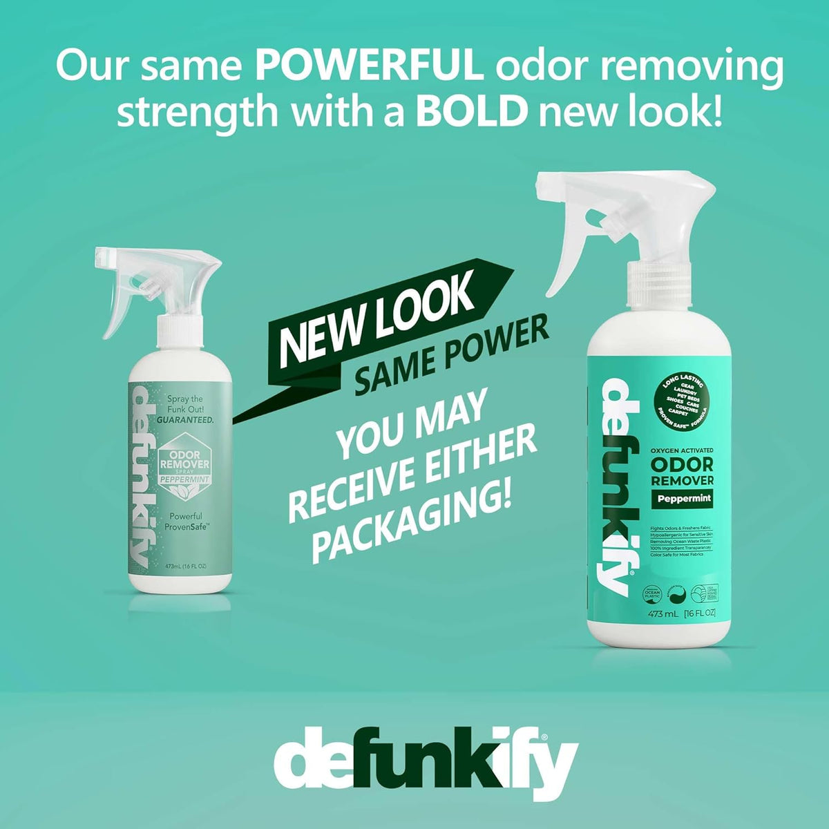 Odor Remover Spray, 16oz (2-Pack). 'Peppermint' Essential Oil Odor Eliminator for Strong Odors on